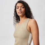 Kadın Slim Fit Askılı Bisiklet Yaka Renk Bloklu Krem Triko