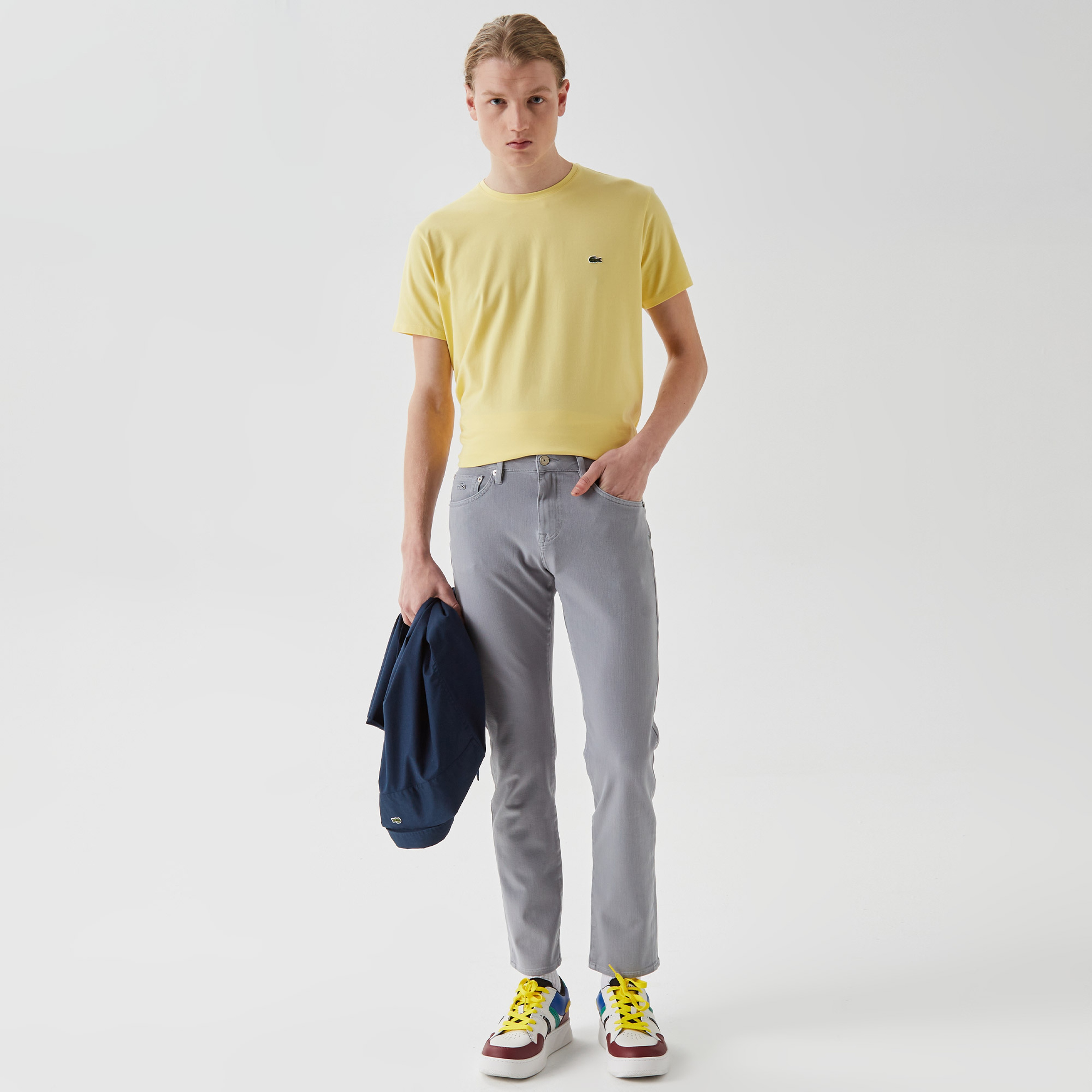 Erkek Slim Fit Gri Jean Pantolon