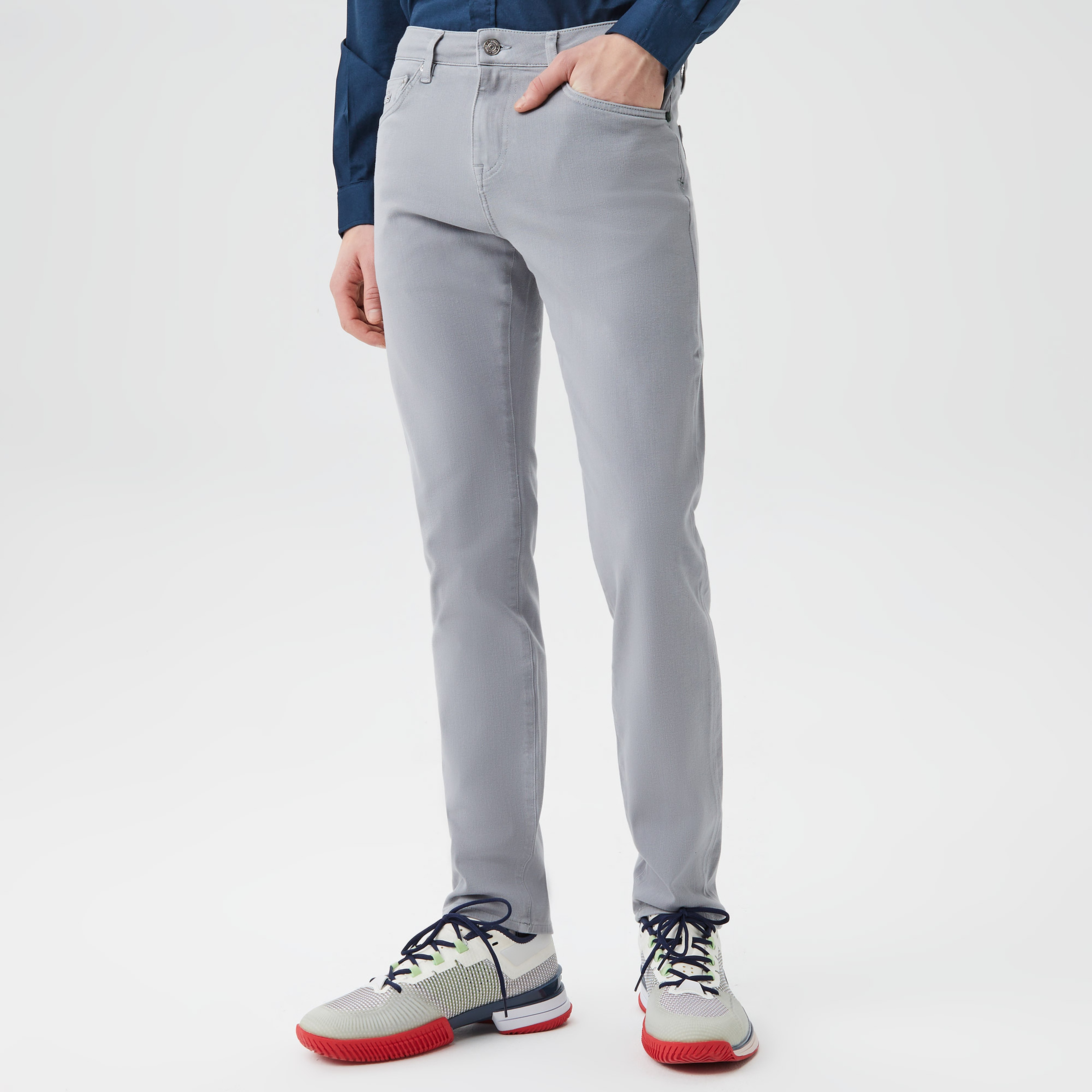 Erkek Slim Fit Gri Jean Pantolon