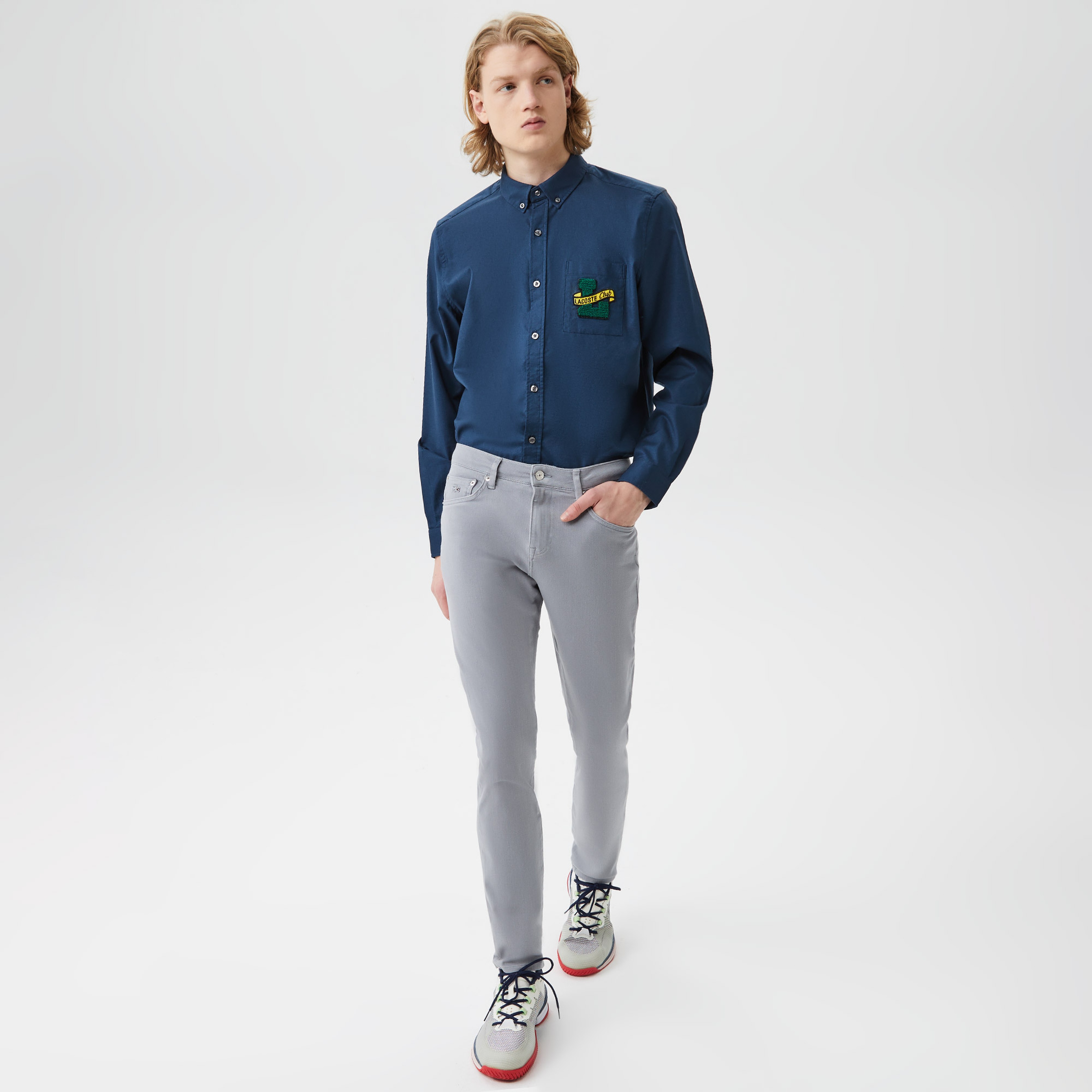 Erkek Slim Fit Gri Jean Pantolon