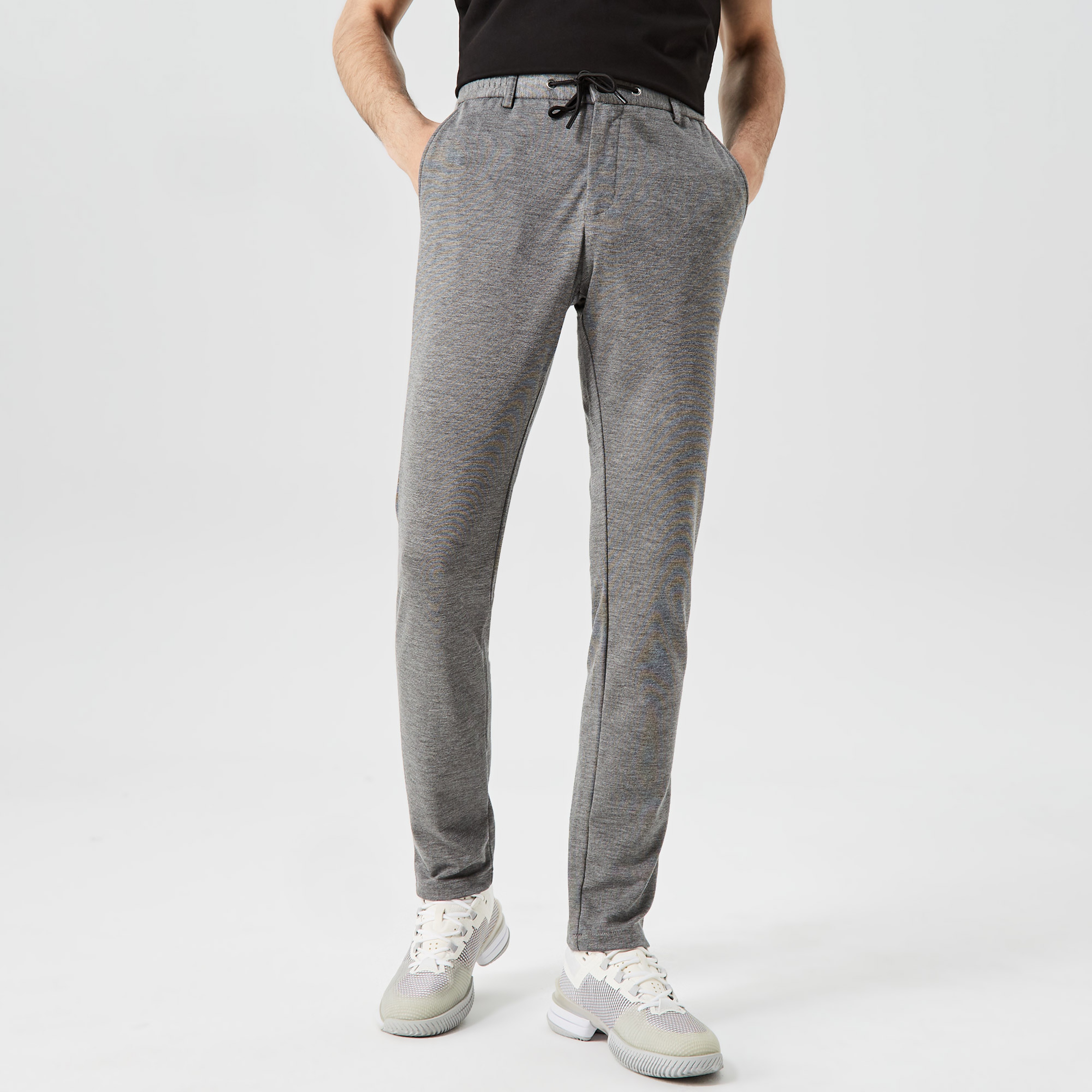 Erkek Tappered Fit Desenli Gri Pantolon