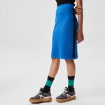 Kadın Slim Fit Renk Bloklu Mavi Etek