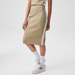 Kadın Slim Fit Renk Bloklu Krem Etek