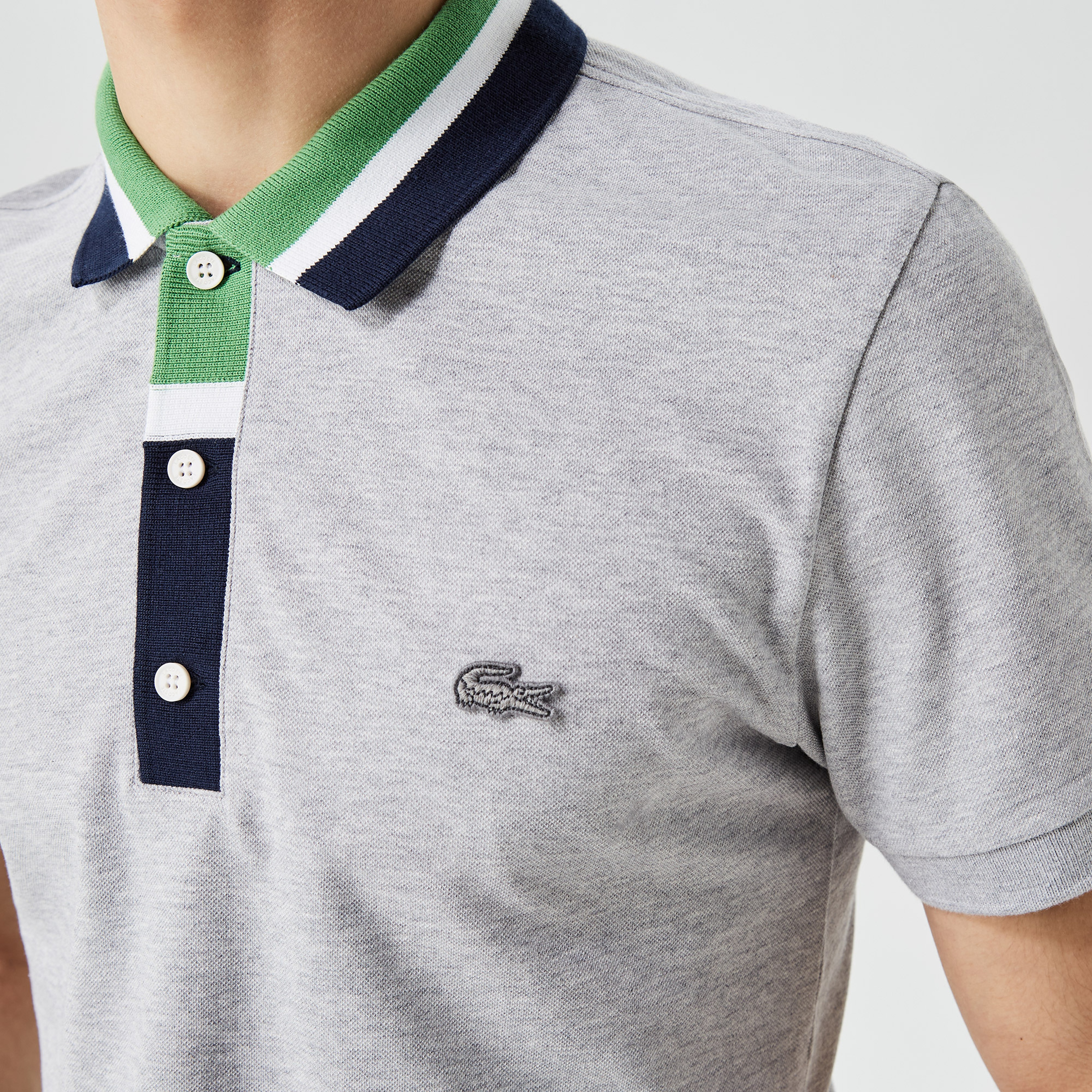 Erkek Regular Fit Renk Bloklu Gri Polo