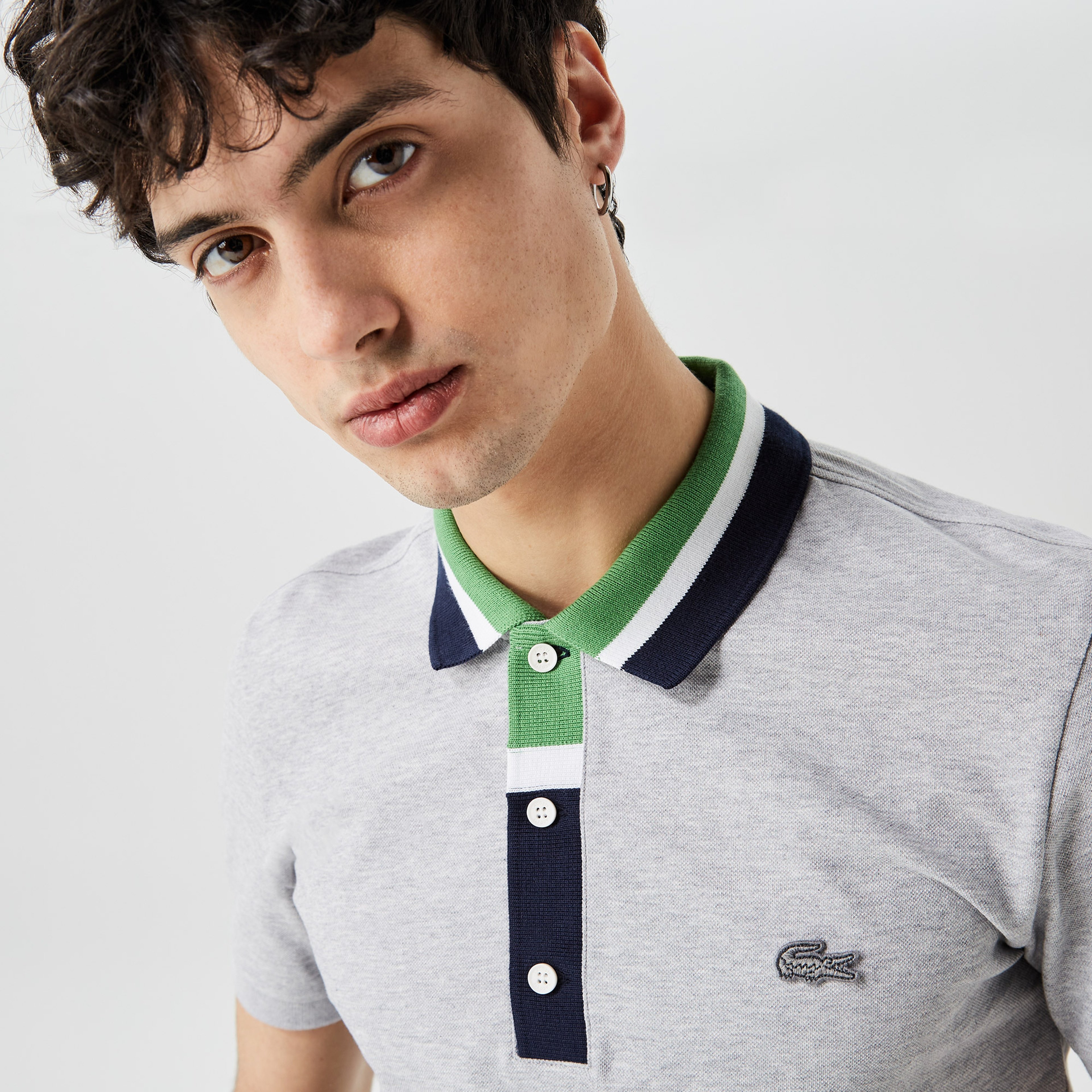 Erkek Regular Fit Renk Bloklu Gri Polo