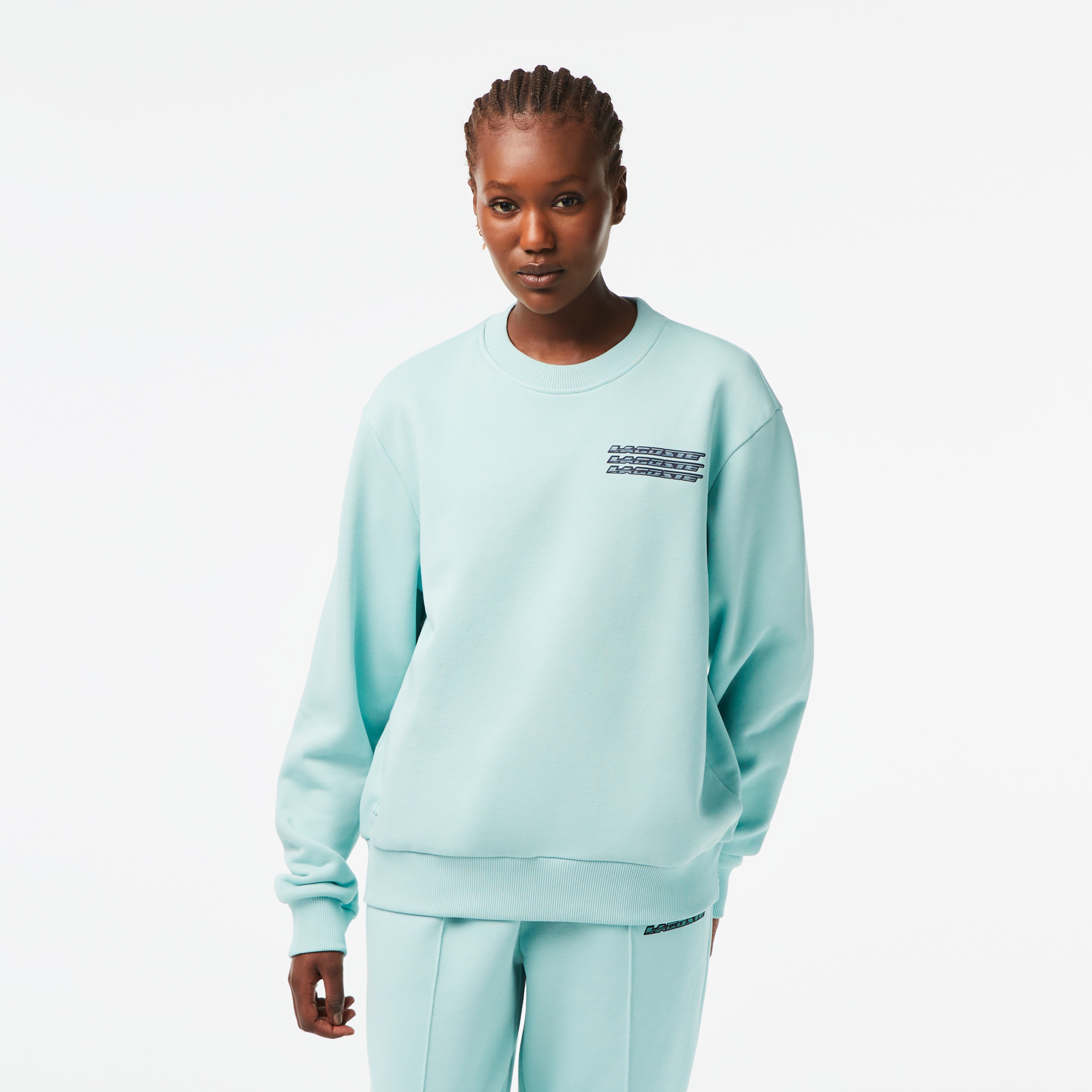 Active Kadın Oversize Bisiklet Yaka Baskılı Açık Yeşil Sweatshirt