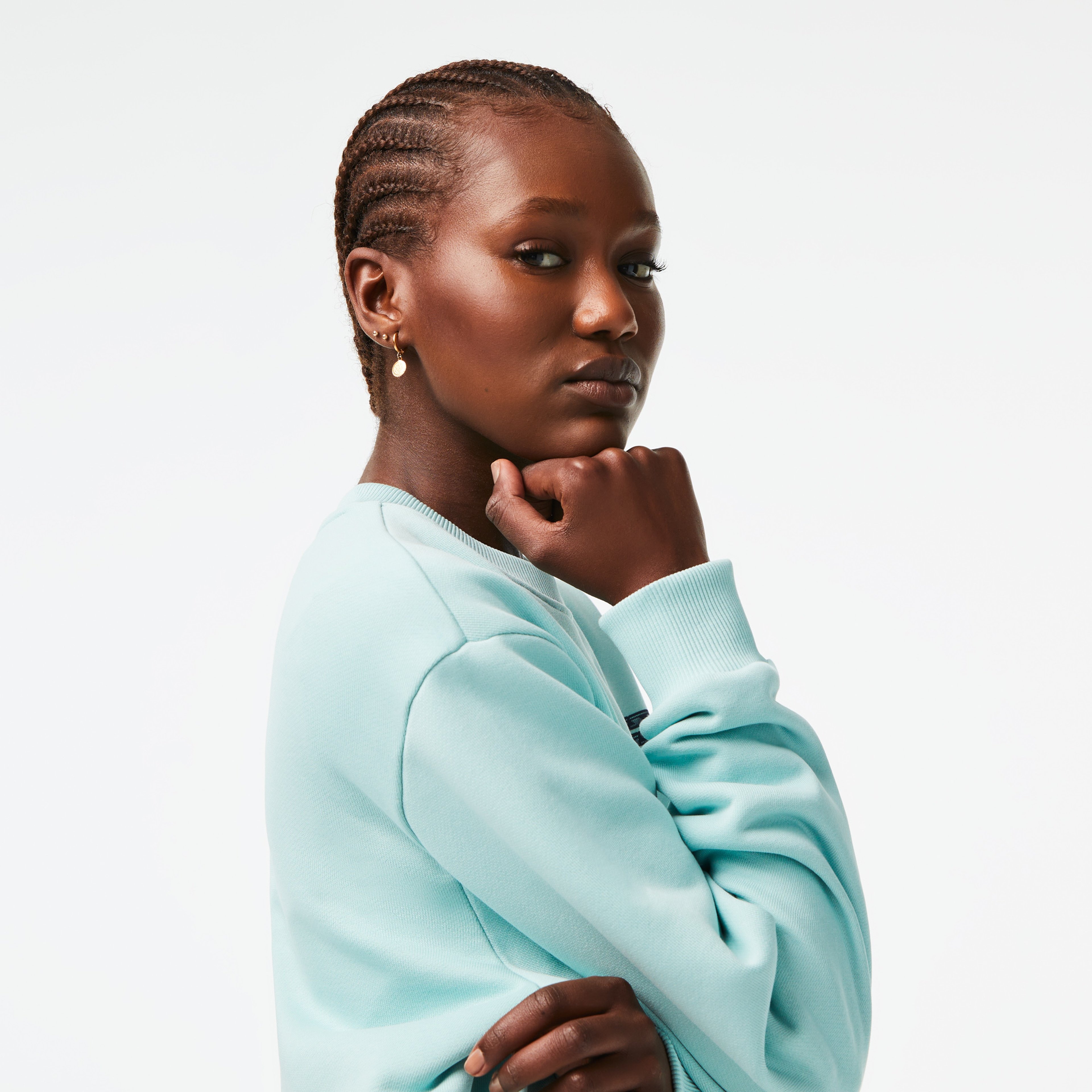 Active Kadın Oversize Bisiklet Yaka Baskılı Açık Yeşil Sweatshirt