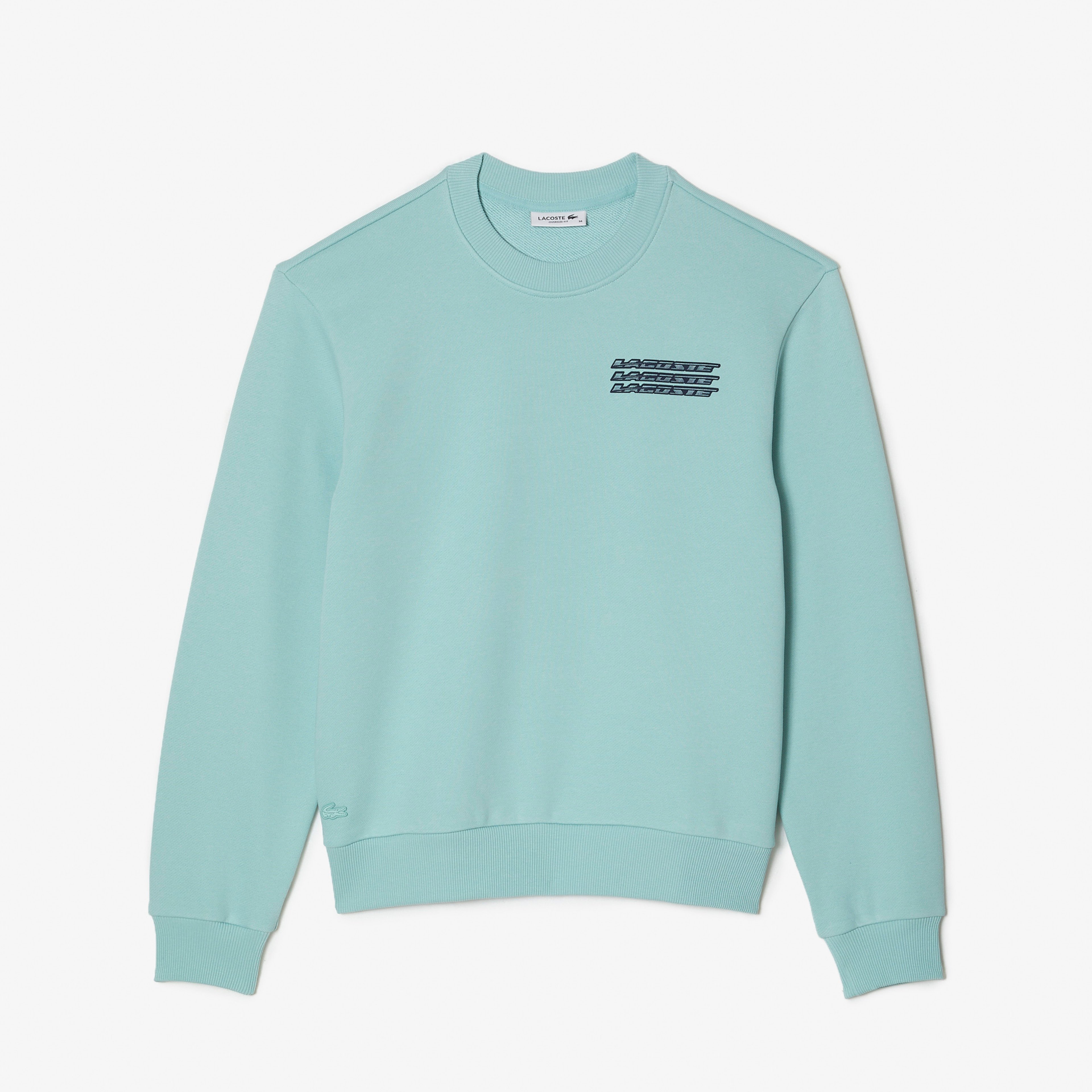 Active Kadın Oversize Bisiklet Yaka Baskılı Açık Yeşil Sweatshirt