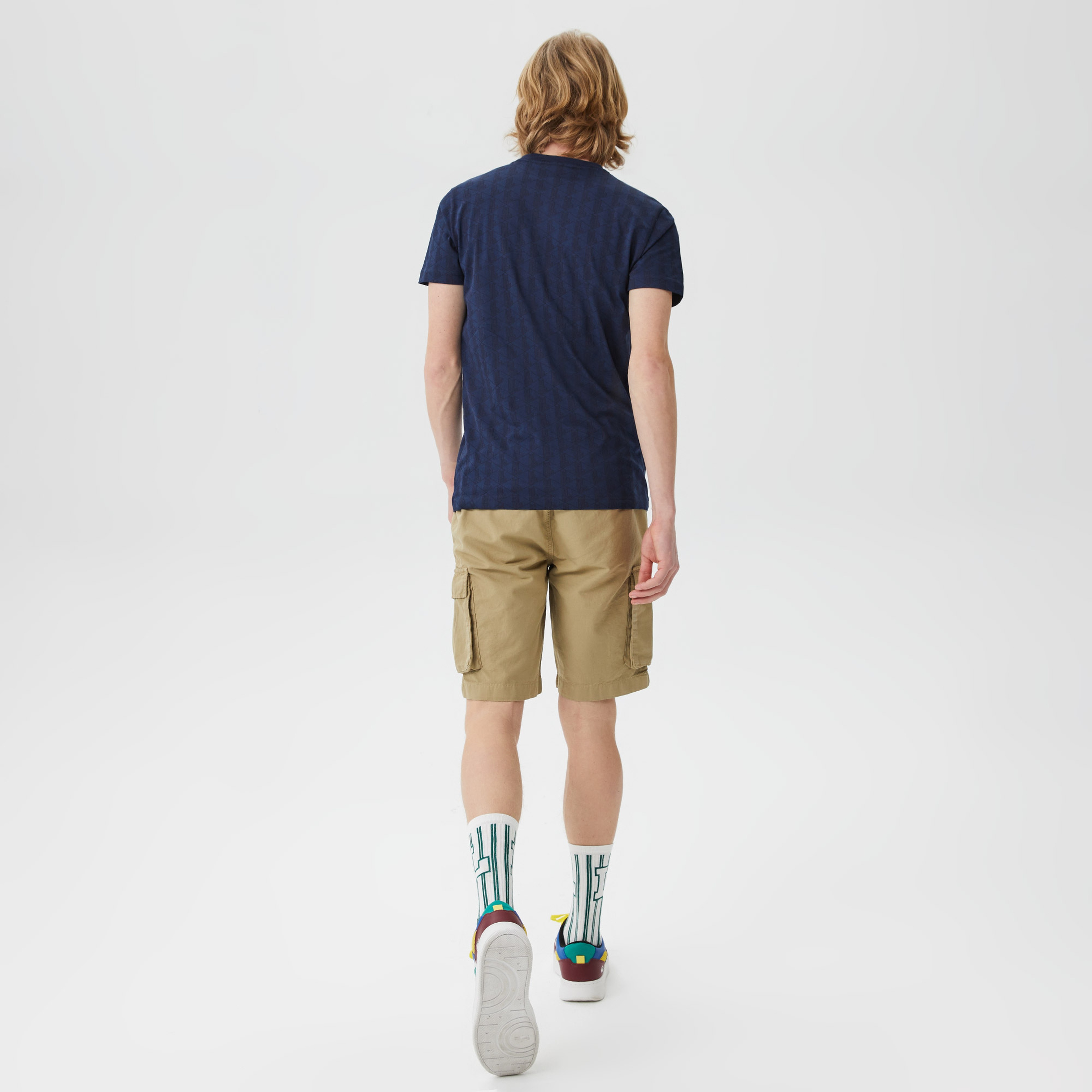 Erkek Regular Fit Bisiklet Yaka Monogram Lacivert T-Shirt