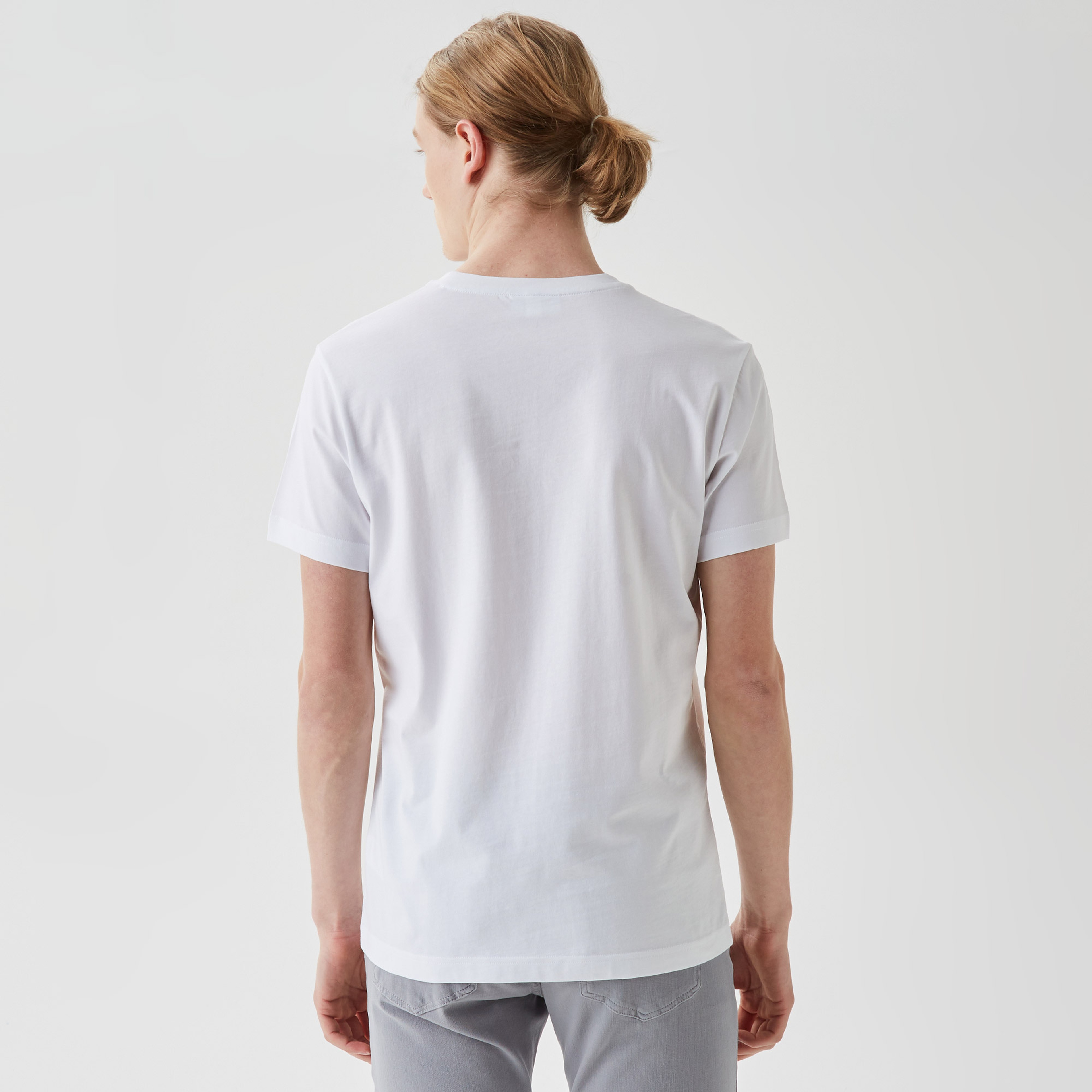 Erkek Regular Fit Bisiklet Yaka Baskılı Beyaz T-Shirt
