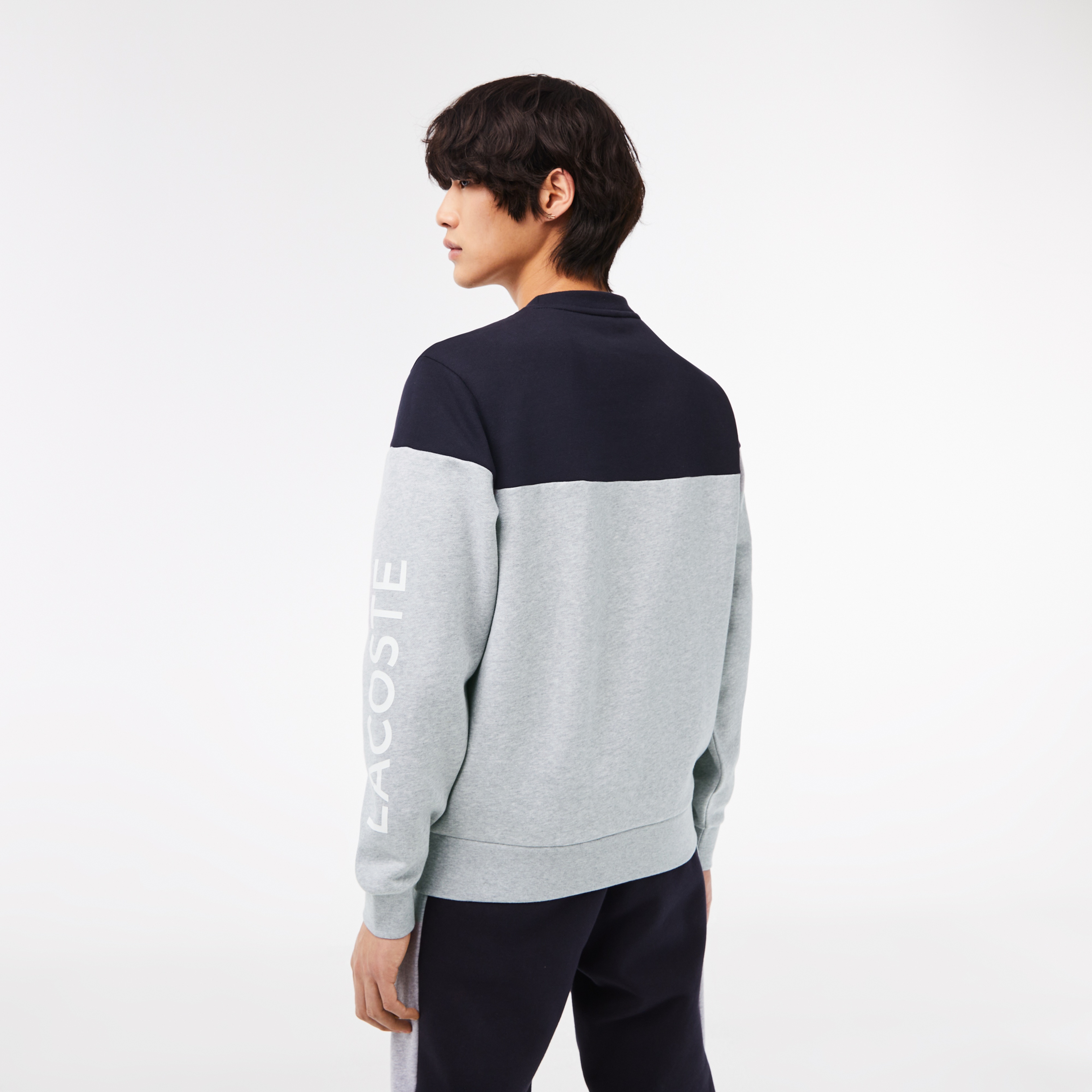 Erkek Regular Fit Bisiklet Yaka Renk Bloklu Siyah Sweatshirt