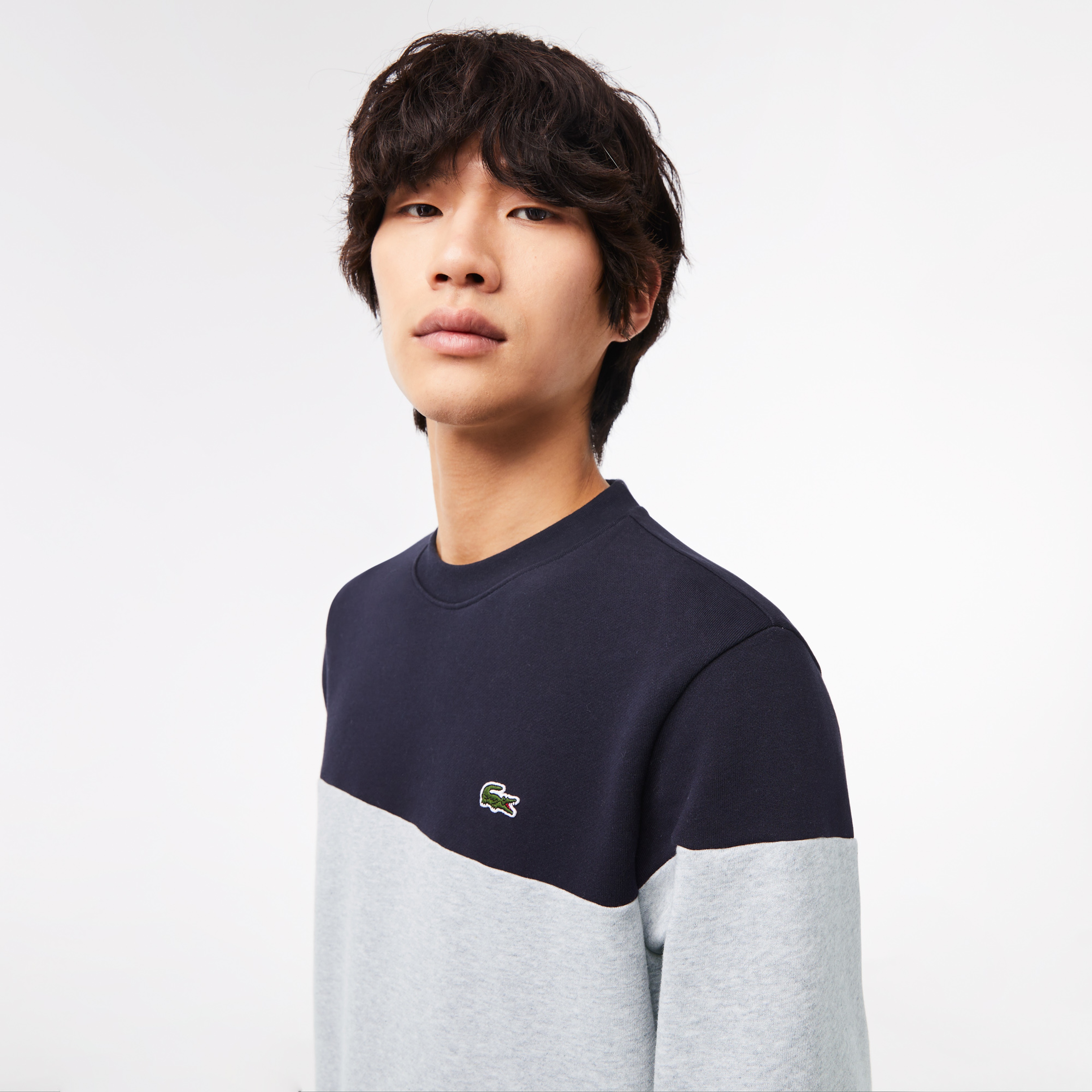 Erkek Regular Fit Bisiklet Yaka Renk Bloklu Siyah Sweatshirt