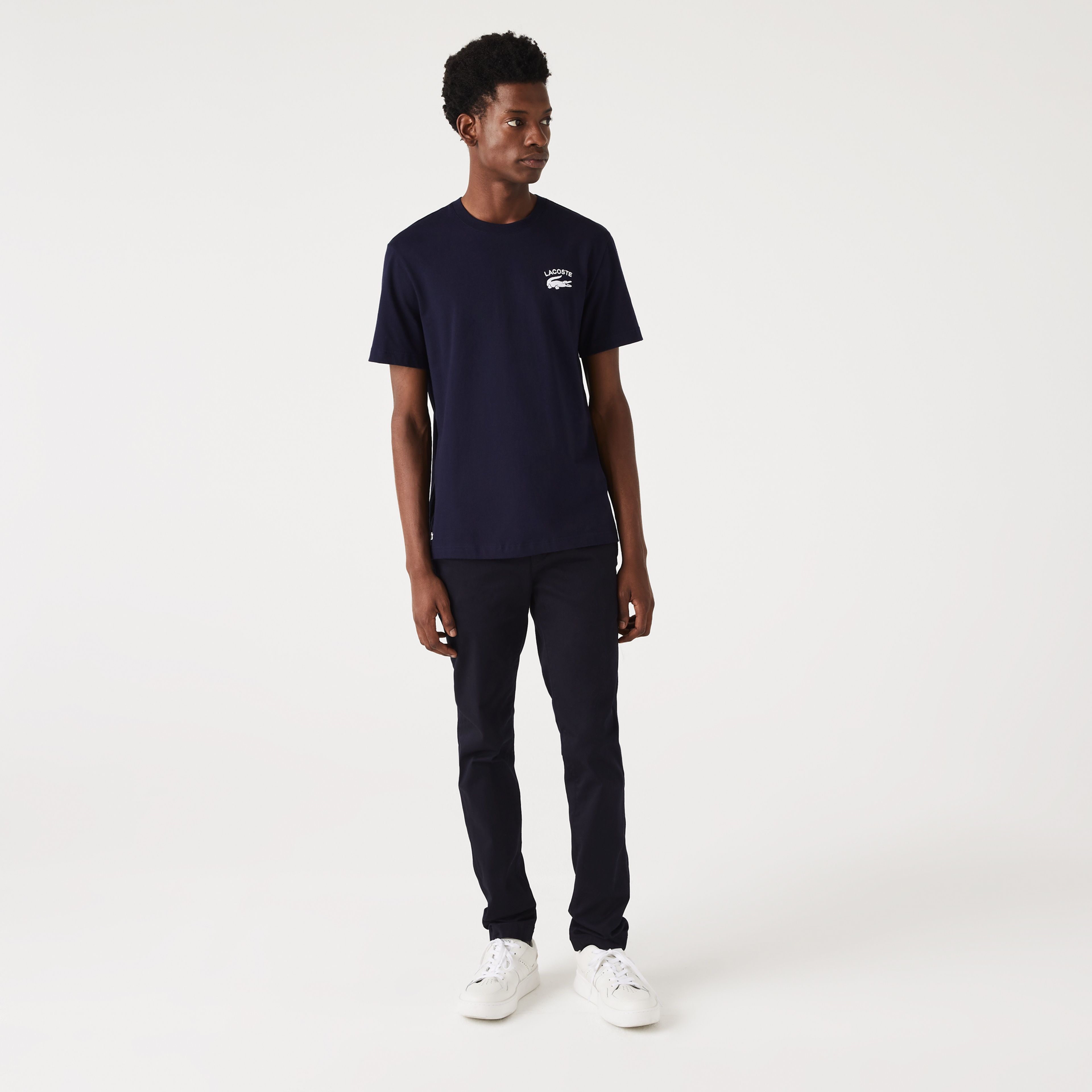 Erkek Regular Fit Bisiklet Yaka Baskılı Lacivert T-Shirt