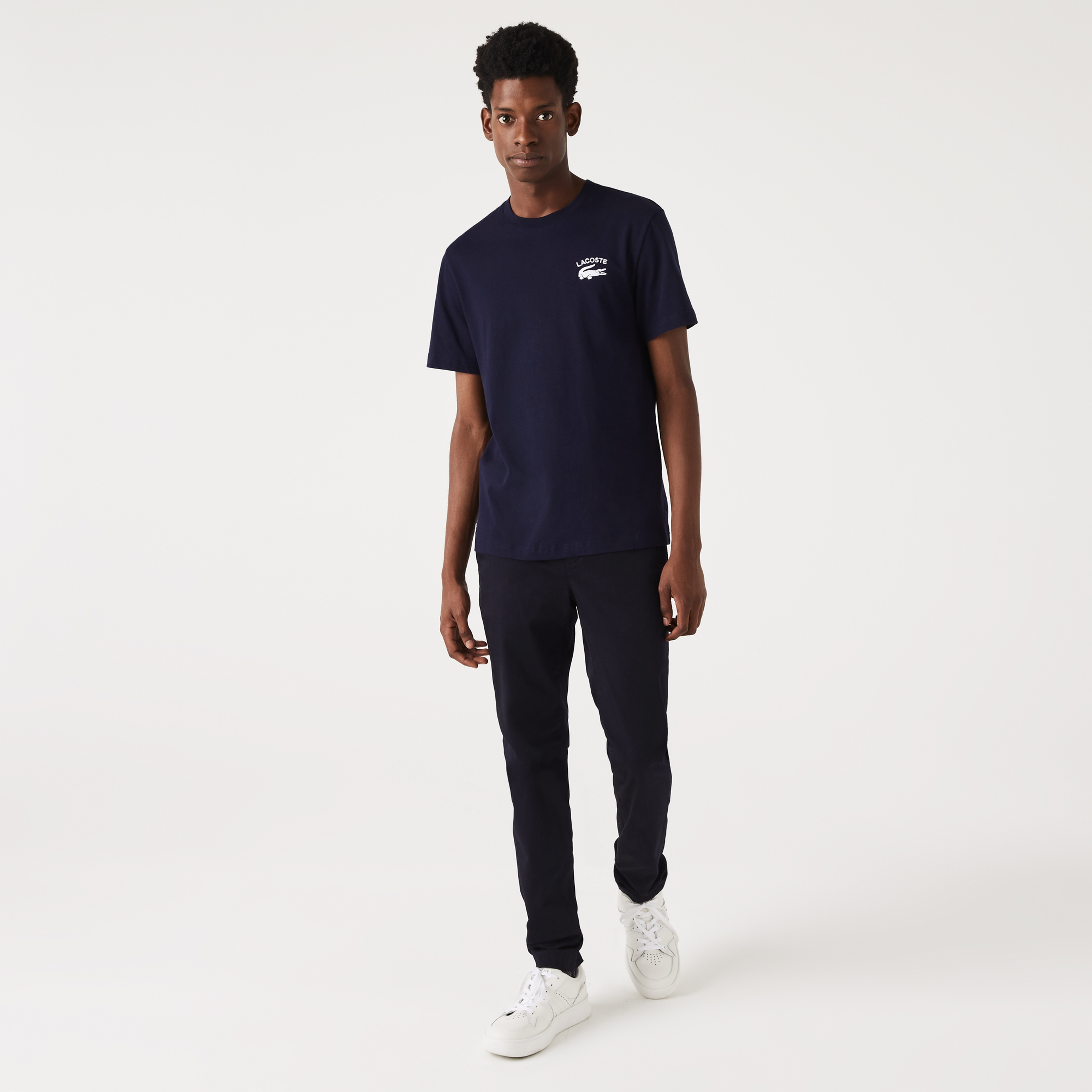 Erkek Regular Fit Bisiklet Yaka Baskılı Lacivert T-Shirt