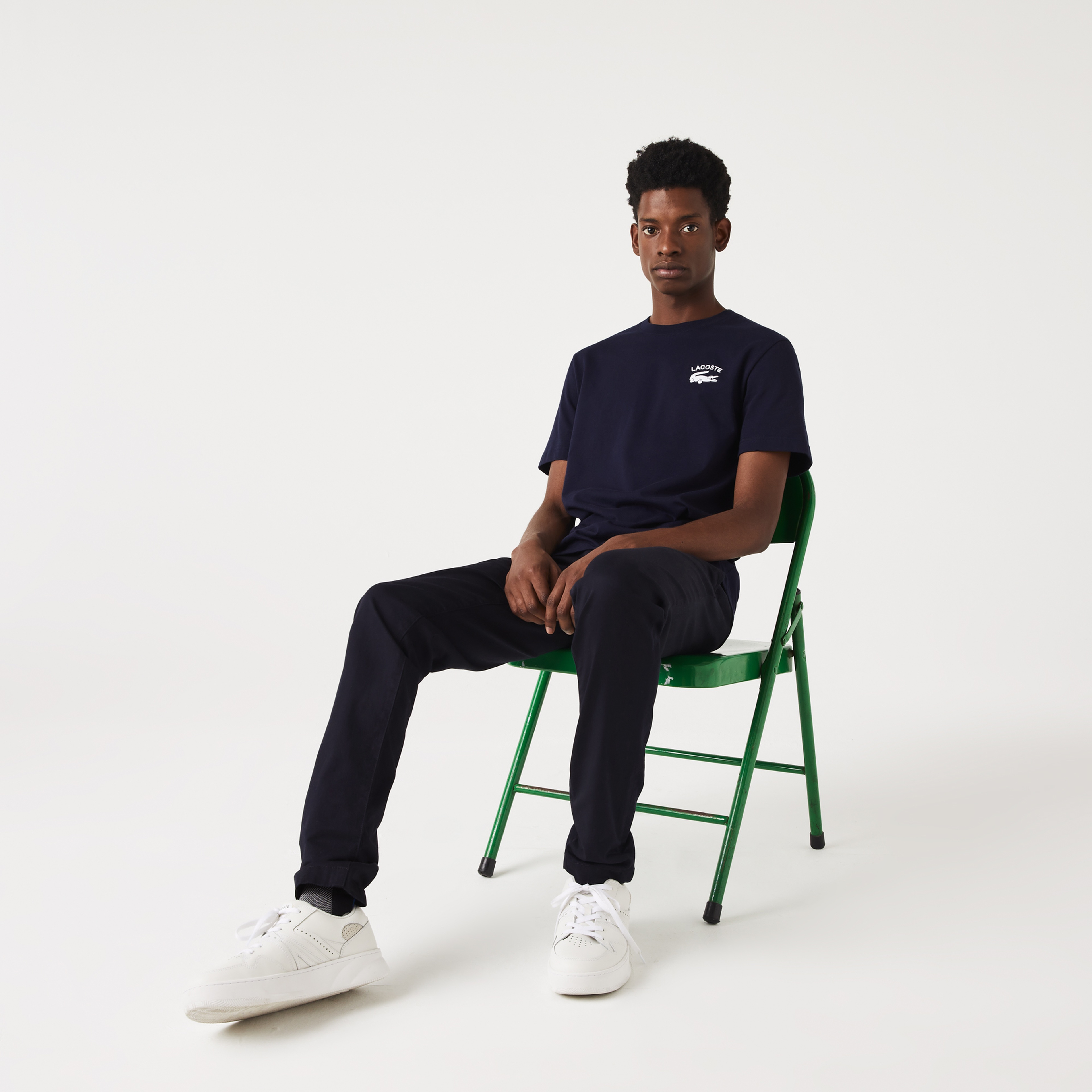 Erkek Regular Fit Bisiklet Yaka Baskılı Lacivert T-Shirt