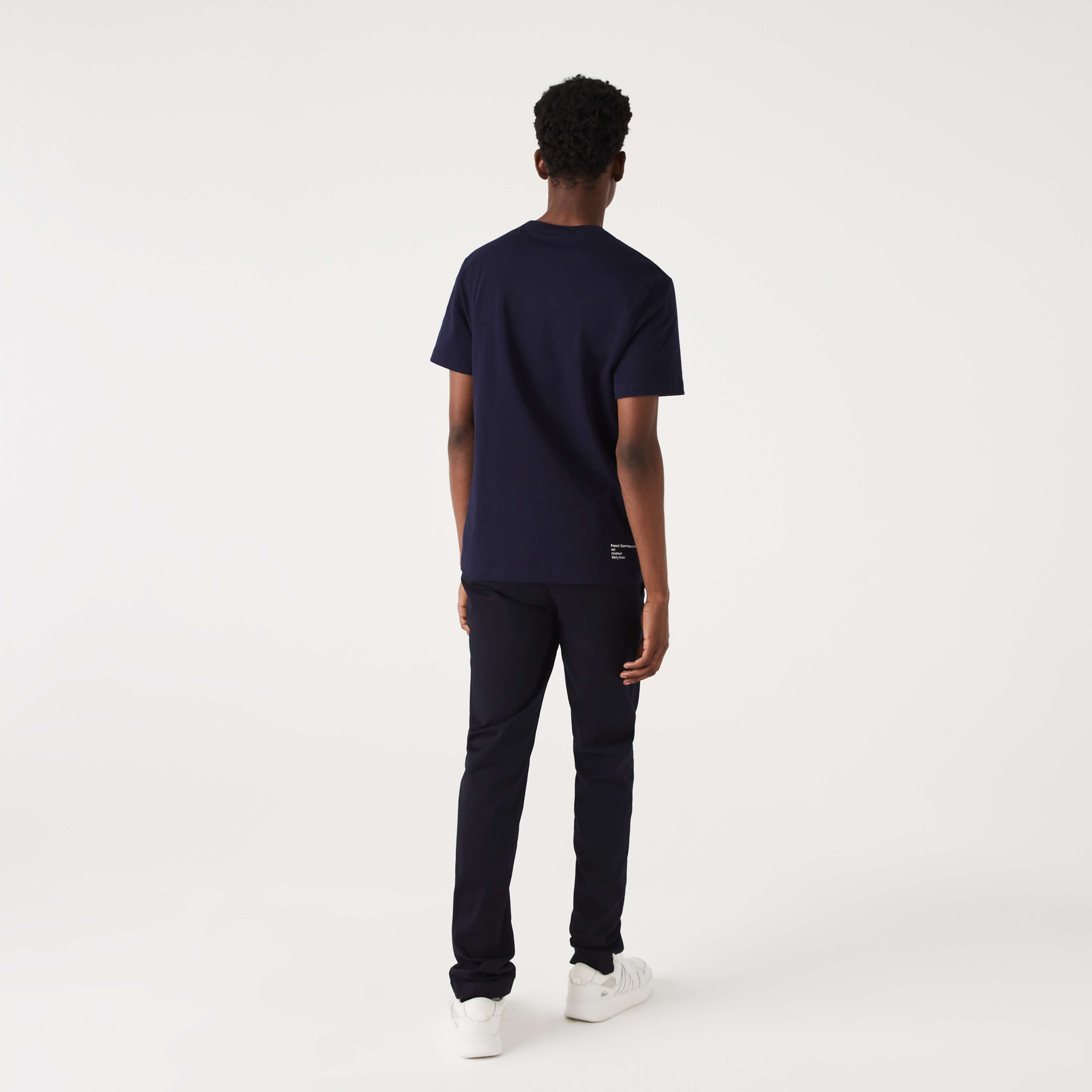 Erkek Regular Fit Bisiklet Yaka Baskılı Lacivert T-Shirt