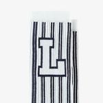 Unisex Çizgili Beyaz Çorap