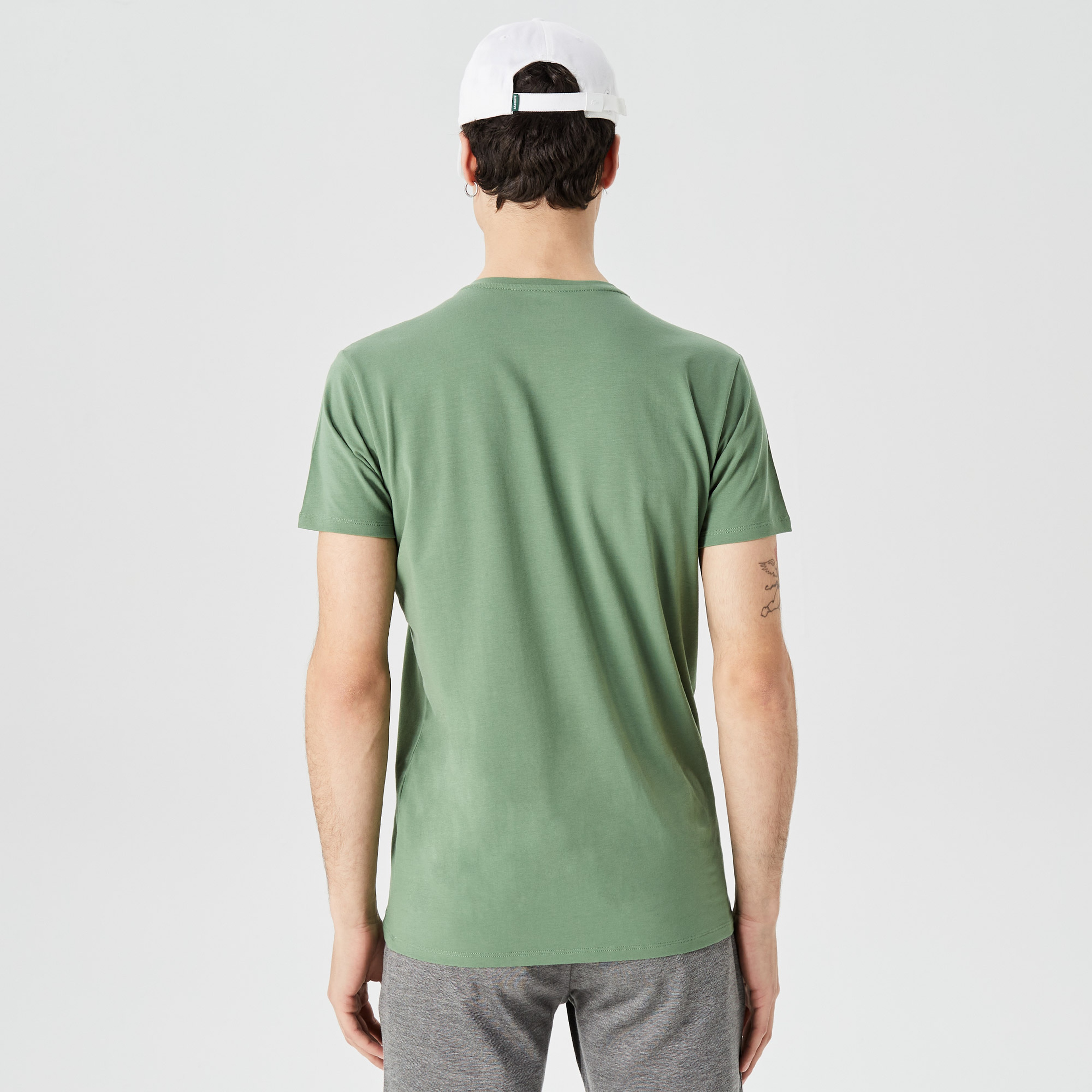 Lacoste Erkek Slim Fit V Yaka Yeşil T-Shirt