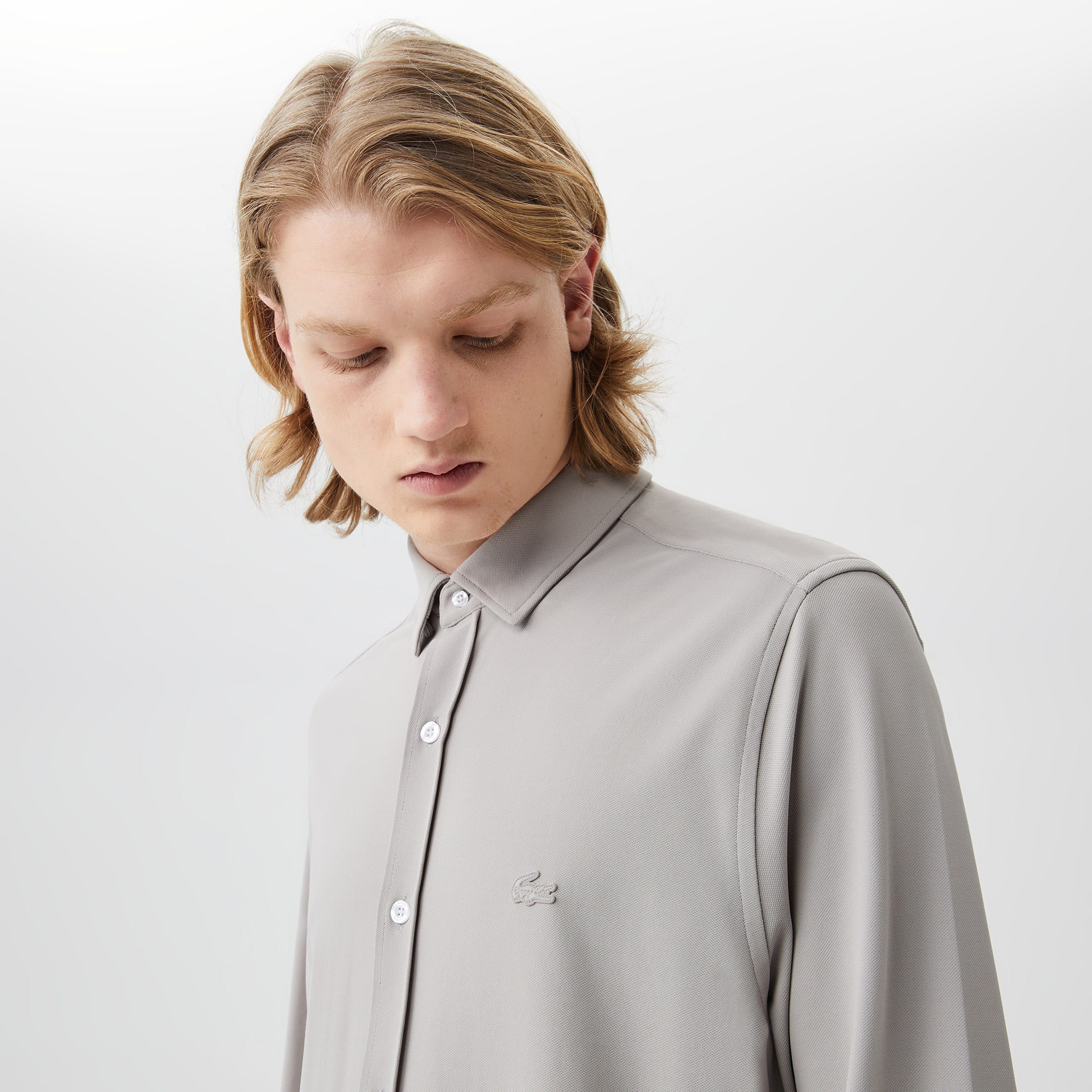 Erkek Slim Fit Gri Gömlek