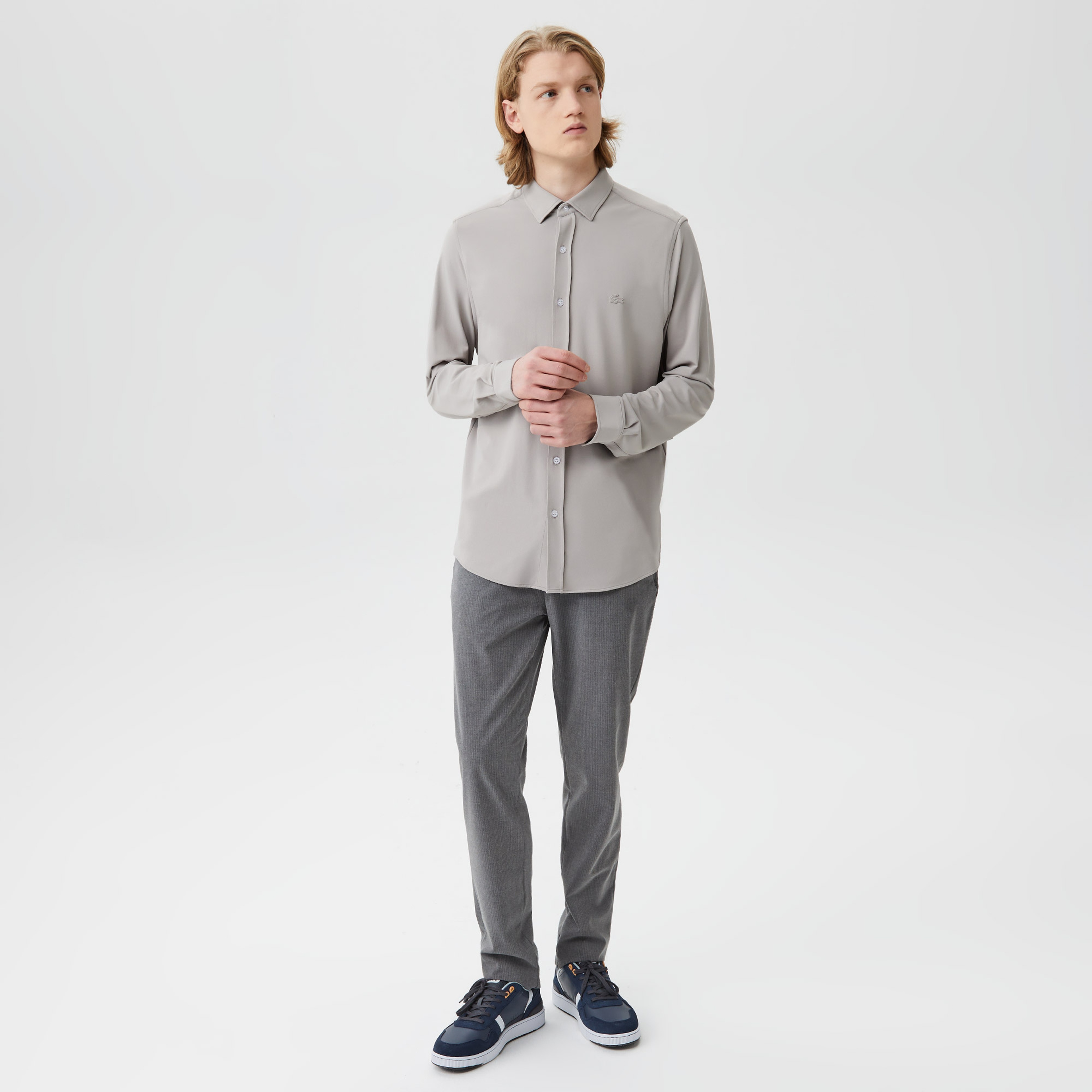 Erkek Slim Fit Gri Gömlek