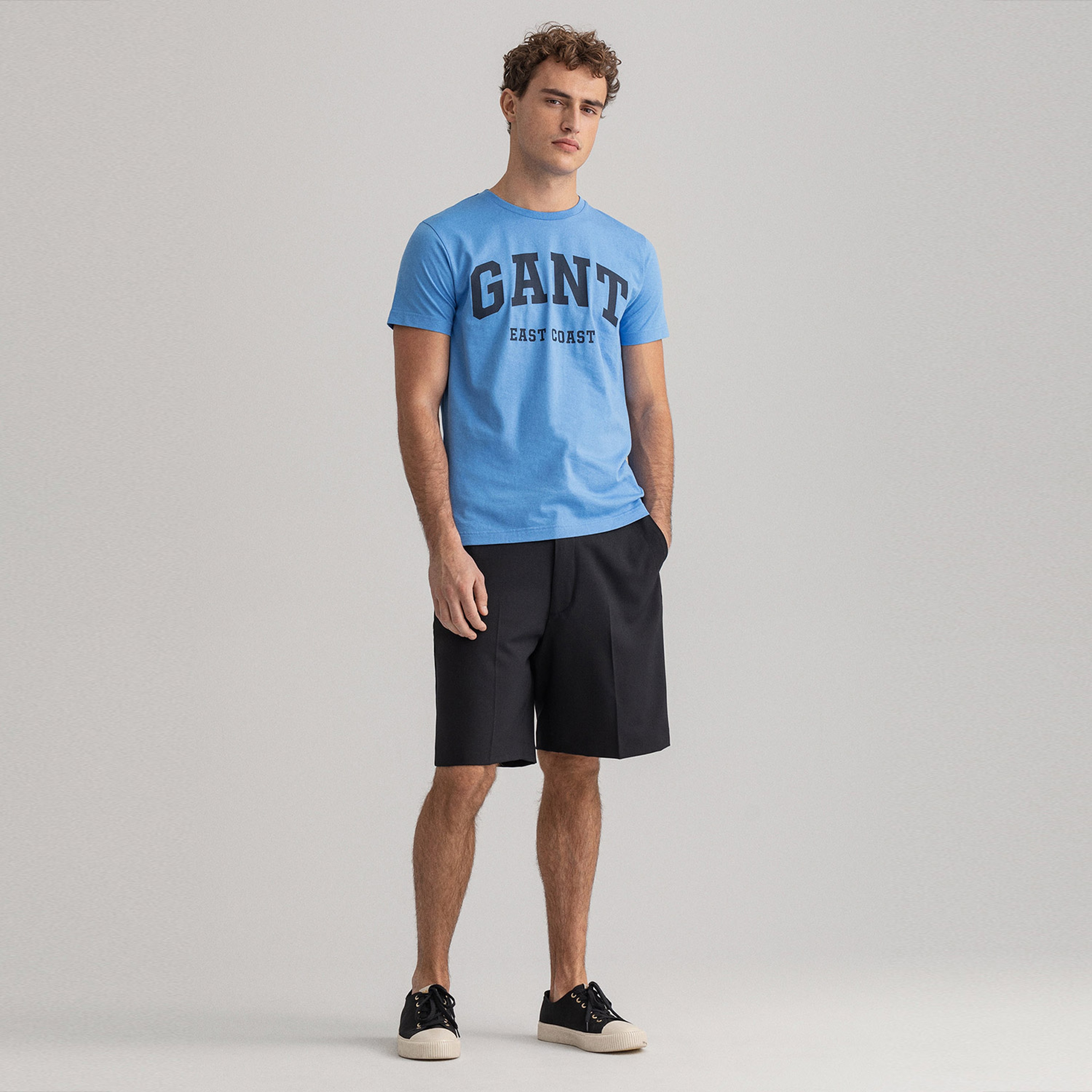 Gant Erkek Mavi Regular Fit Bisiklet Yaka Logolu T-shirt
