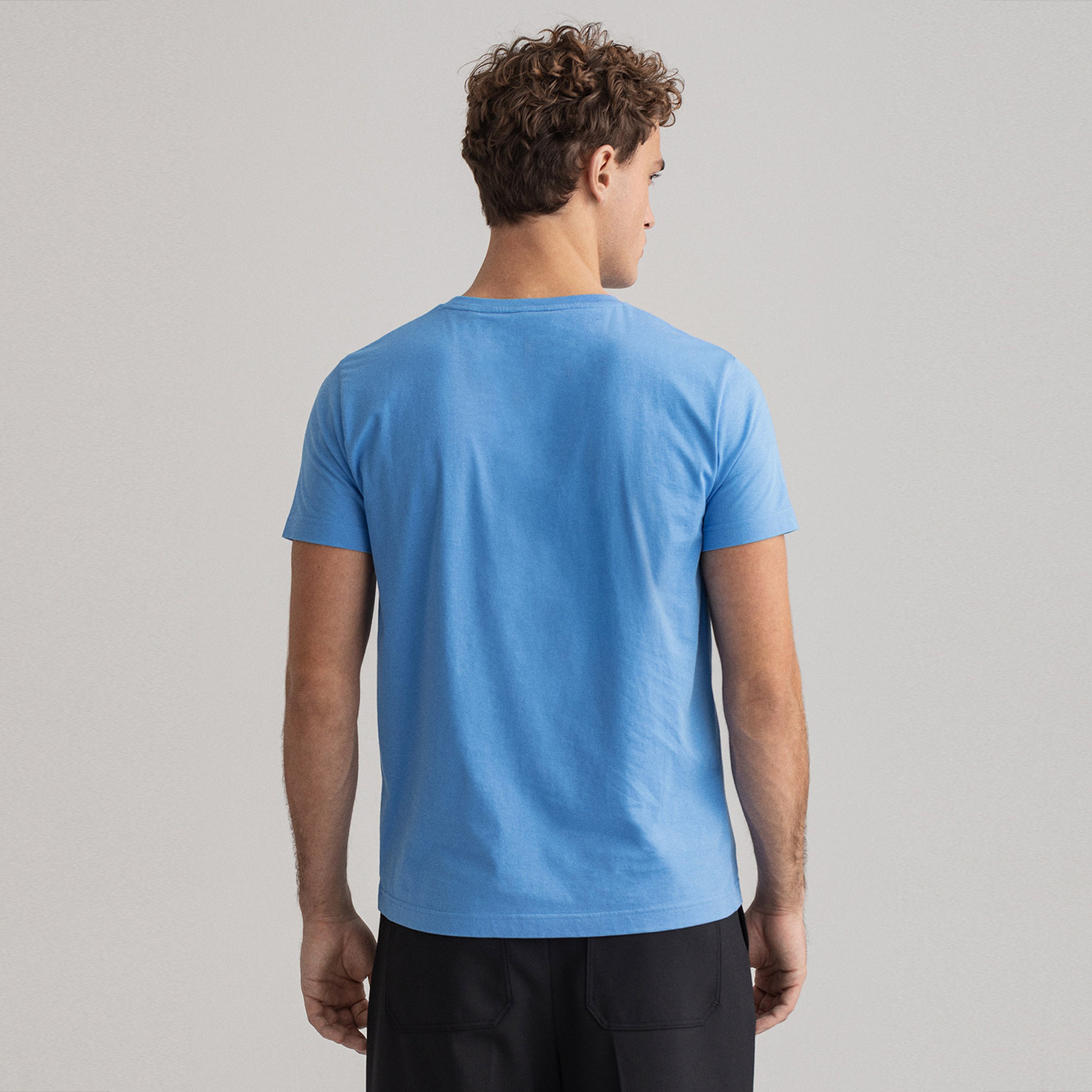 Gant Erkek Mavi Regular Fit Bisiklet Yaka Logolu T-shirt