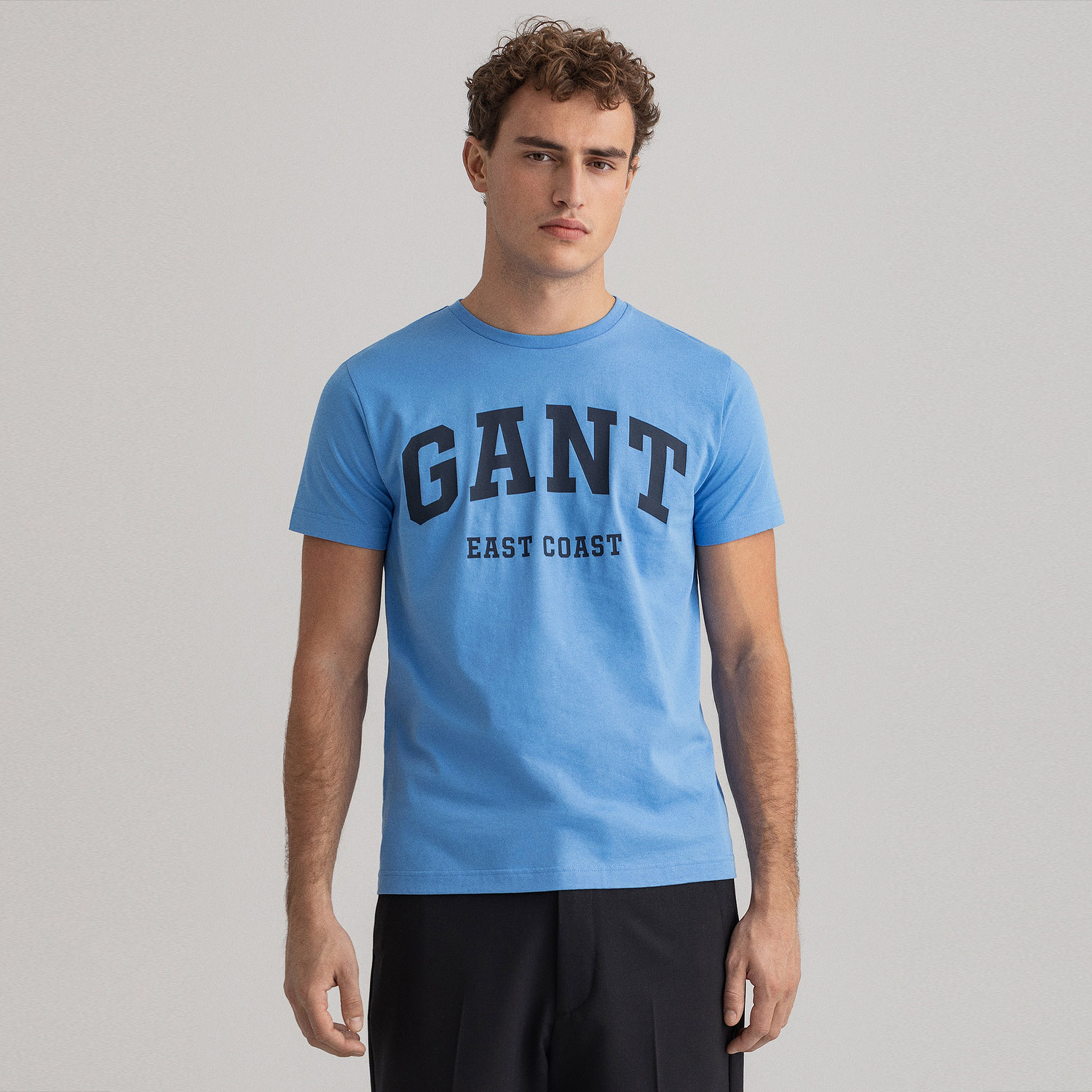 Gant Erkek Mavi Regular Fit Bisiklet Yaka Logolu T-shirt