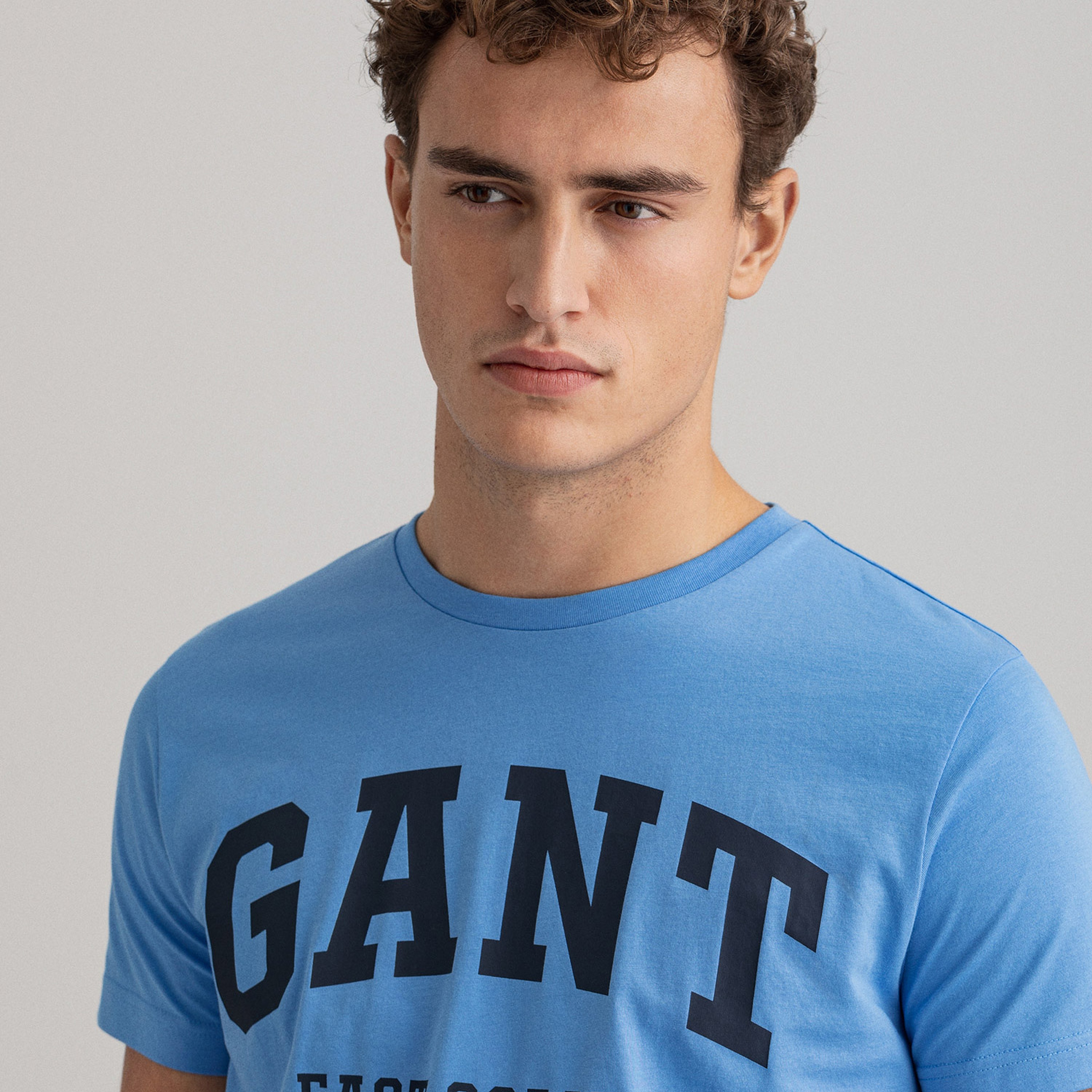 Gant Erkek Mavi Regular Fit Bisiklet Yaka Logolu T-shirt