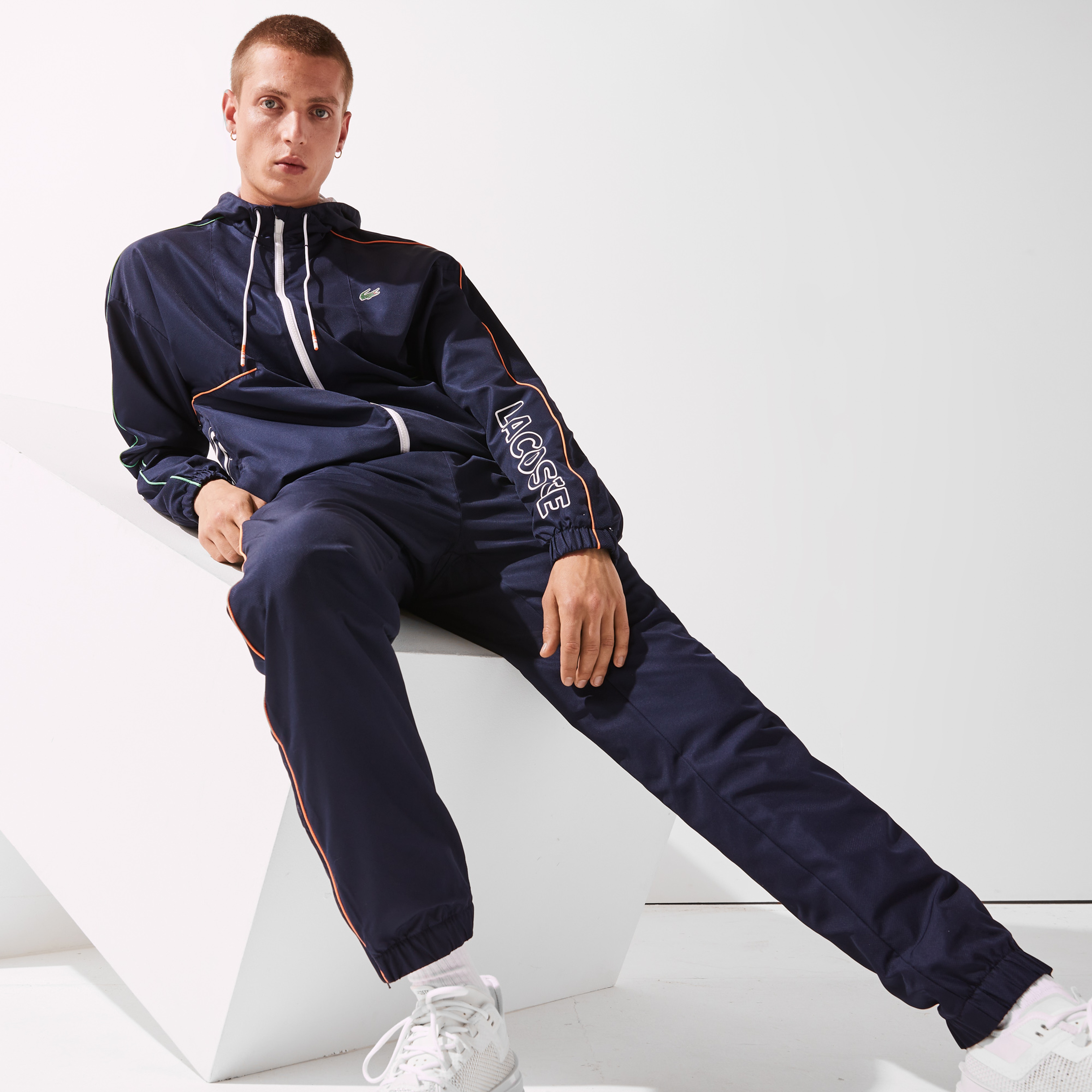 Lacoste SPORT Erkek Regular Fit Kapüşonlu Baskılı Lacivert Eşofman Takımı