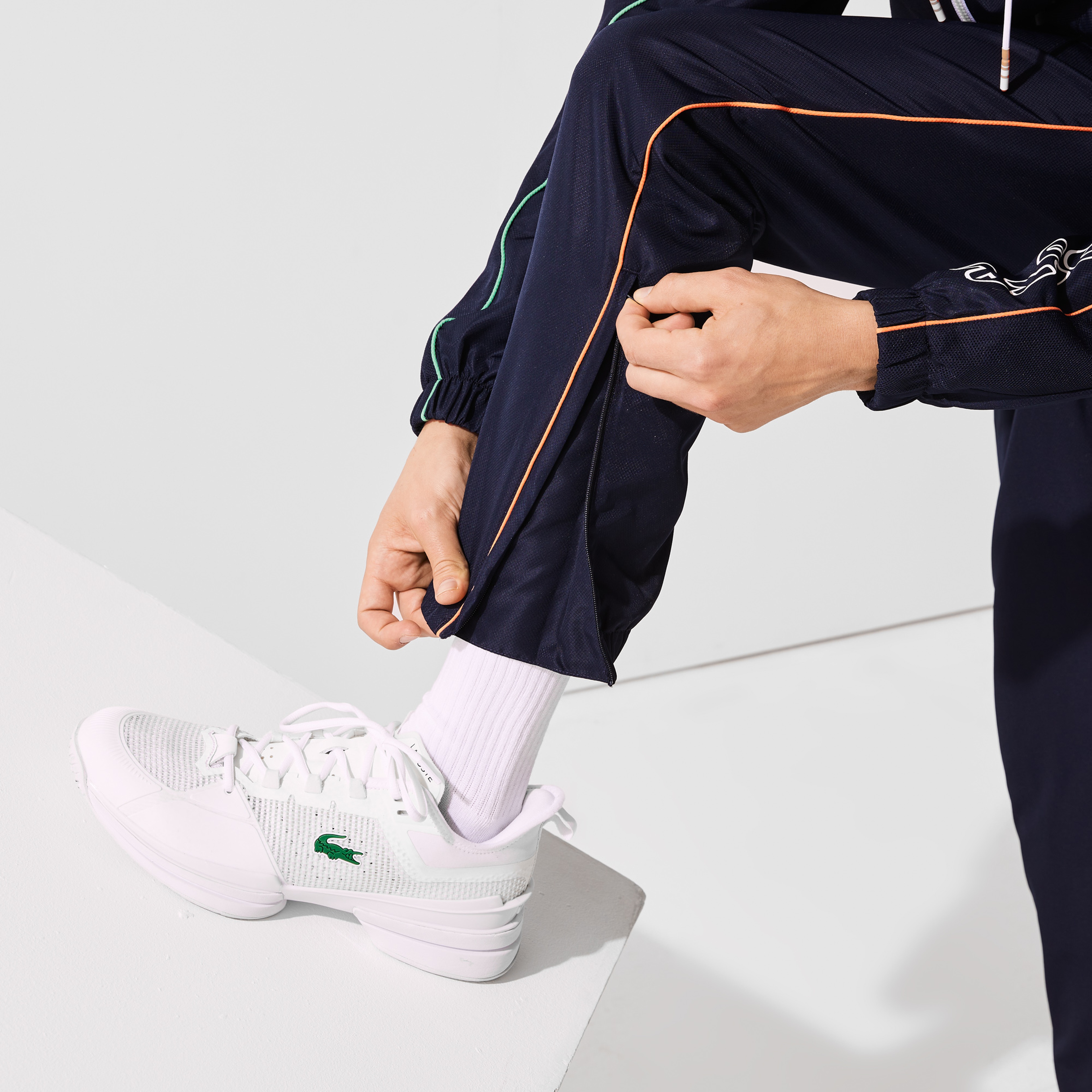 Lacoste SPORT Erkek Regular Fit Kapüşonlu Baskılı Lacivert Eşofman Takımı