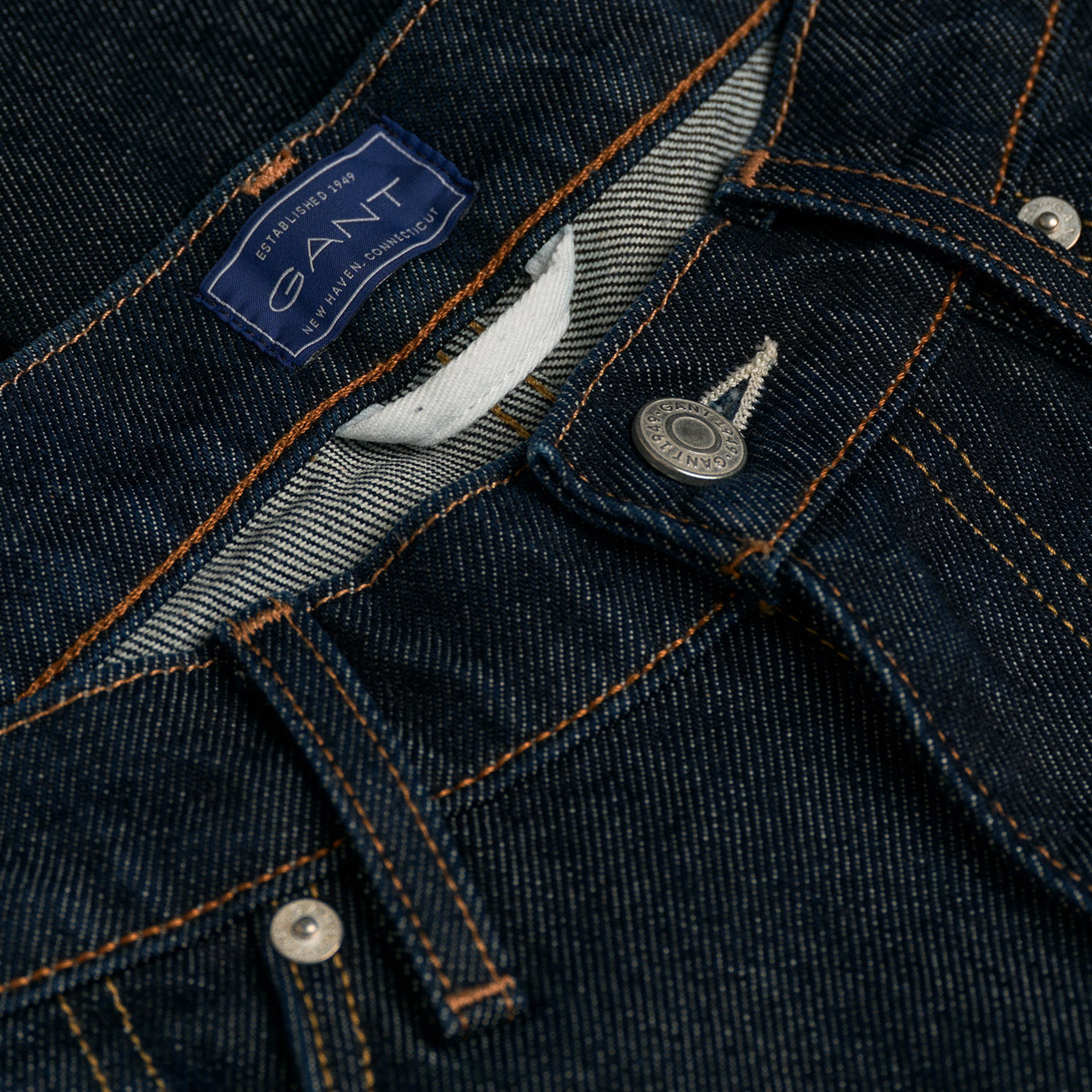 Gant Erkek Lacivert Slim Fit Hayes Jean Pantolon