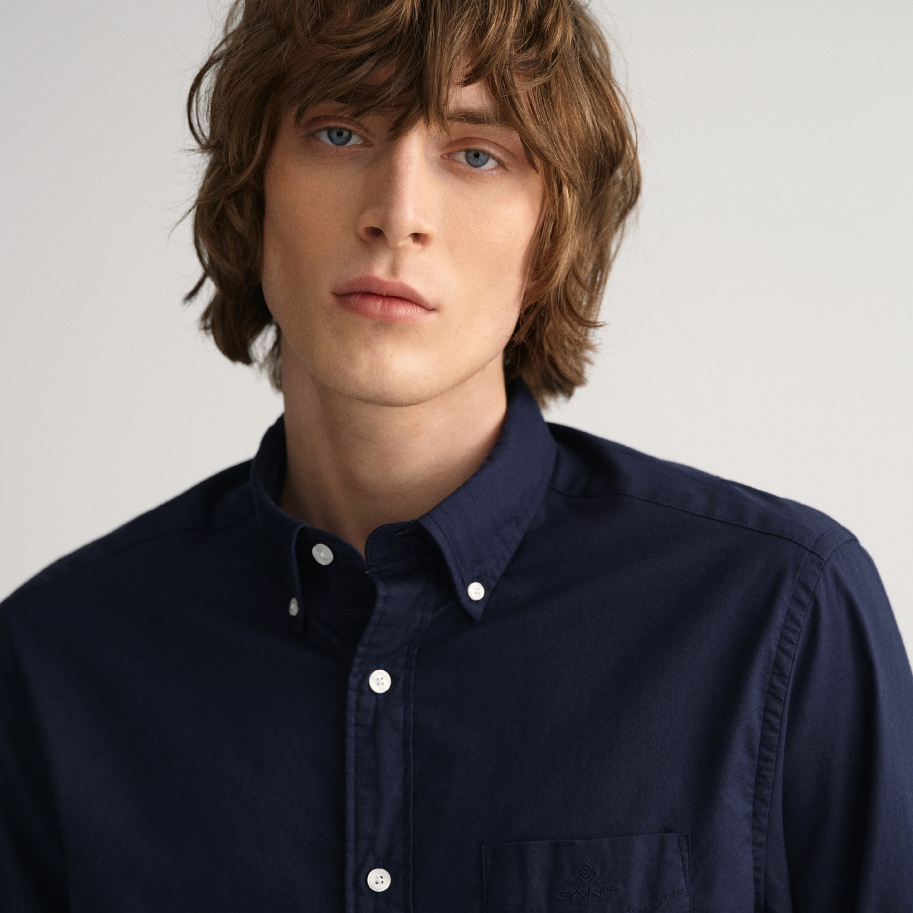Gant Erkek Lacivert Regular Fit Düğmeli Yaka Gömlek