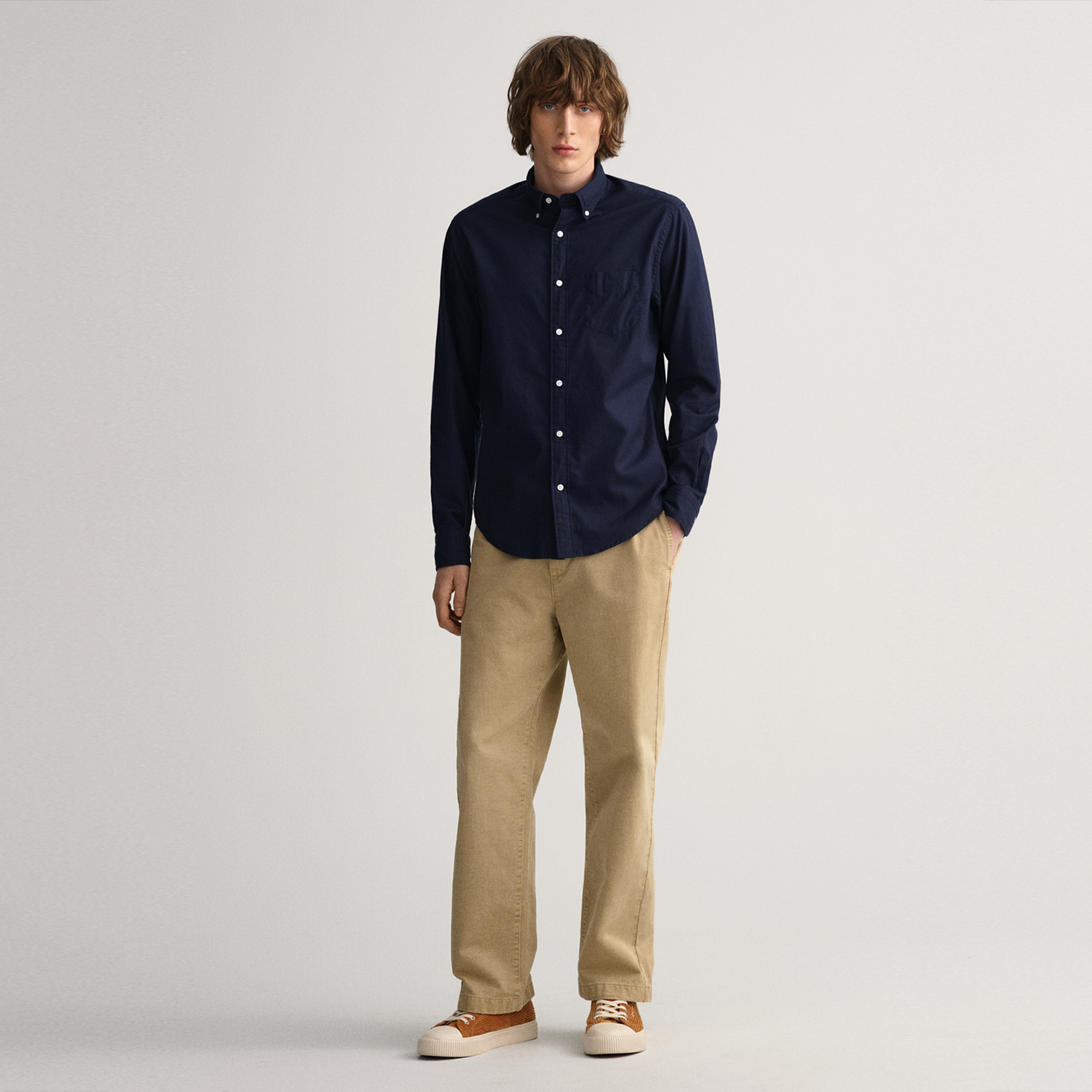 Gant Erkek Lacivert Regular Fit Düğmeli Yaka Gömlek