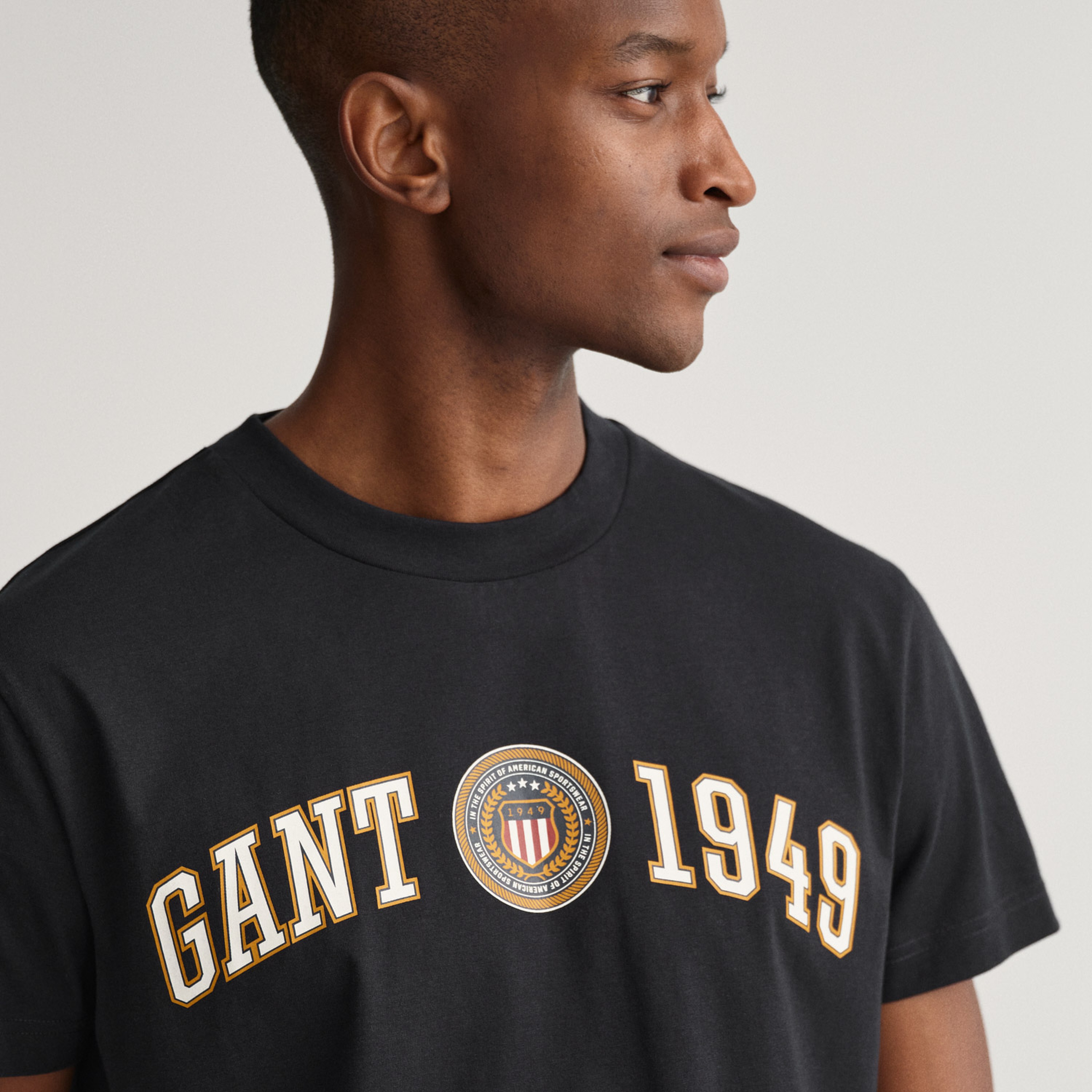 Gant Erkek Siyah Regular Fit Logolu T-shirt