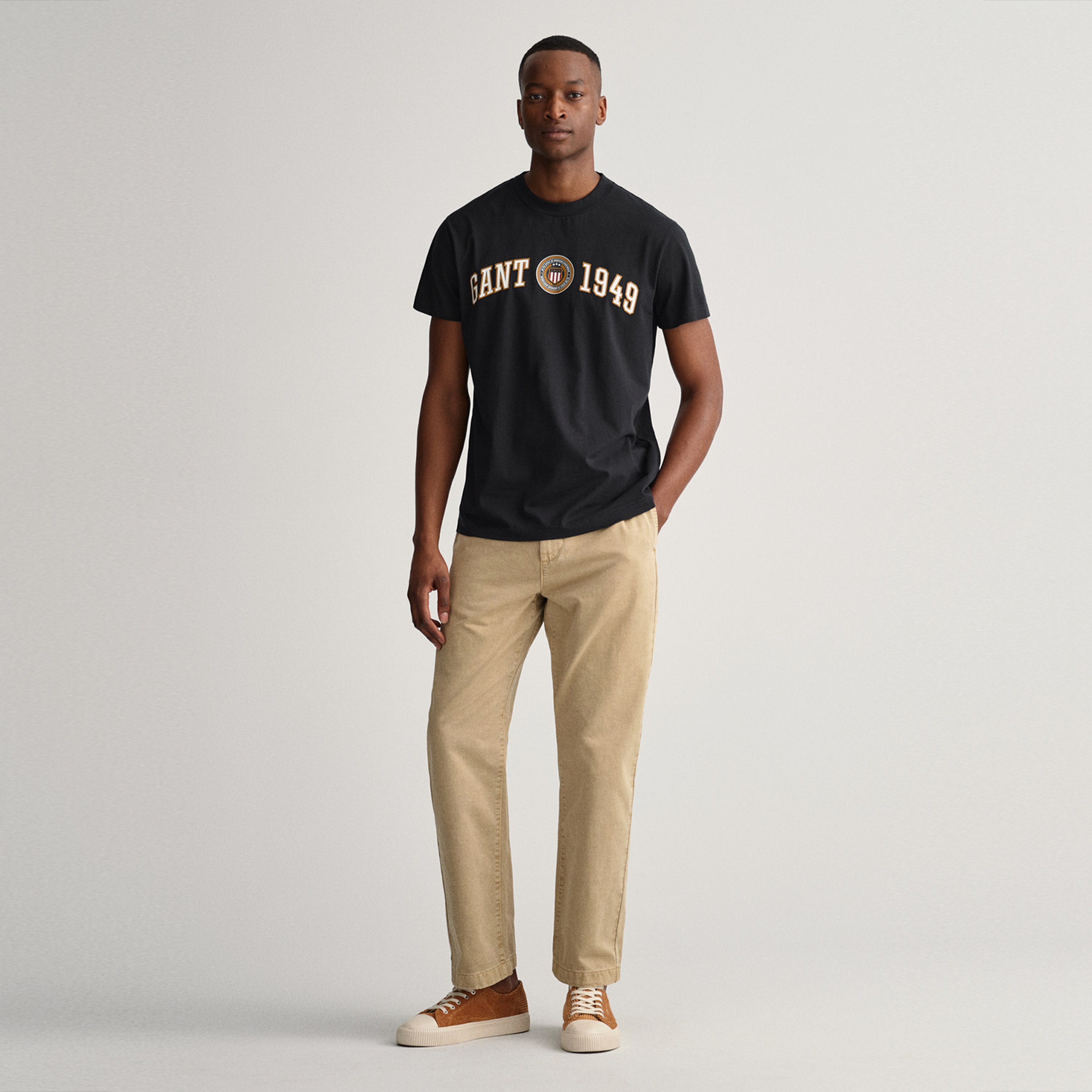 Gant Erkek Siyah Regular Fit Logolu T-shirt