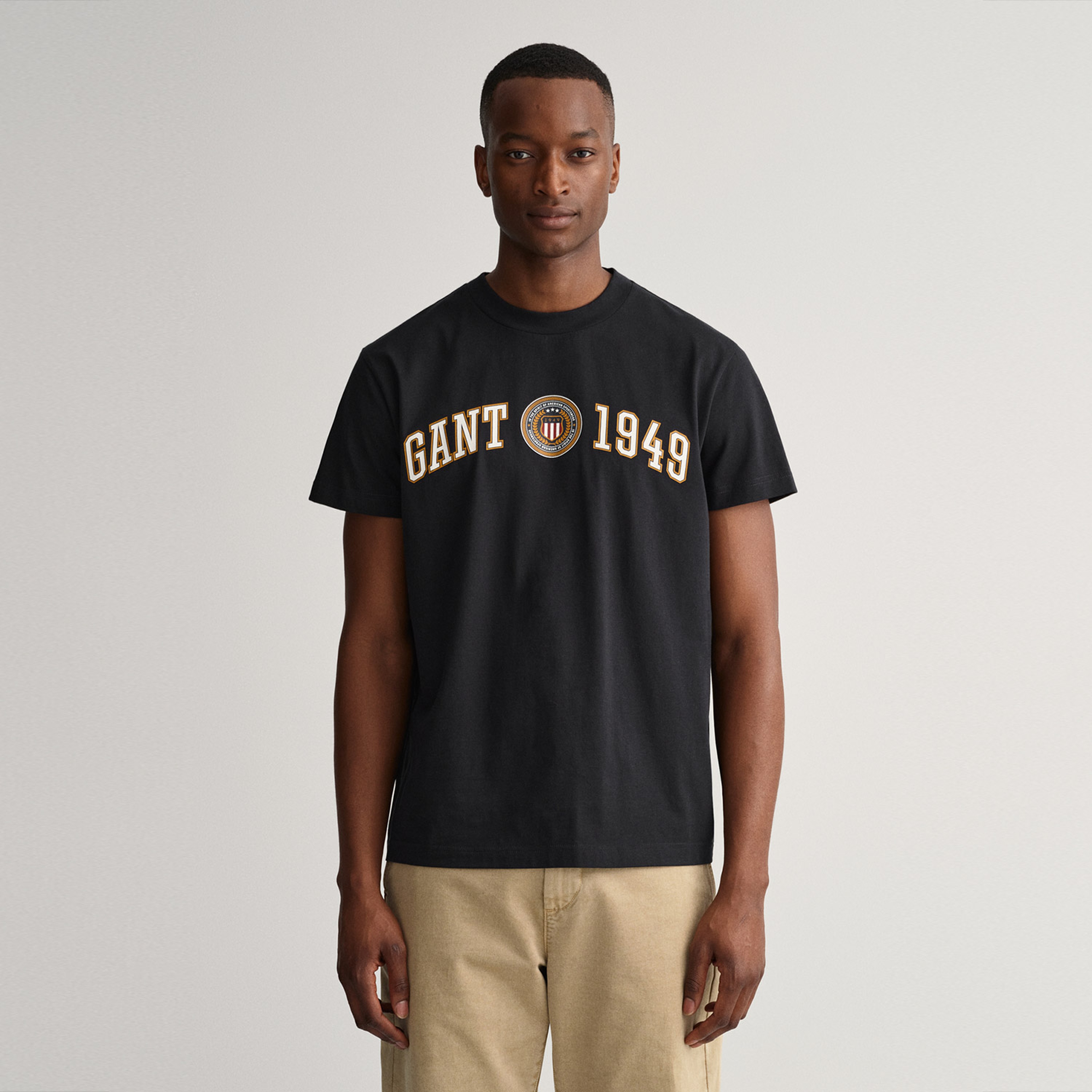 Gant Erkek Siyah Regular Fit Logolu T-shirt