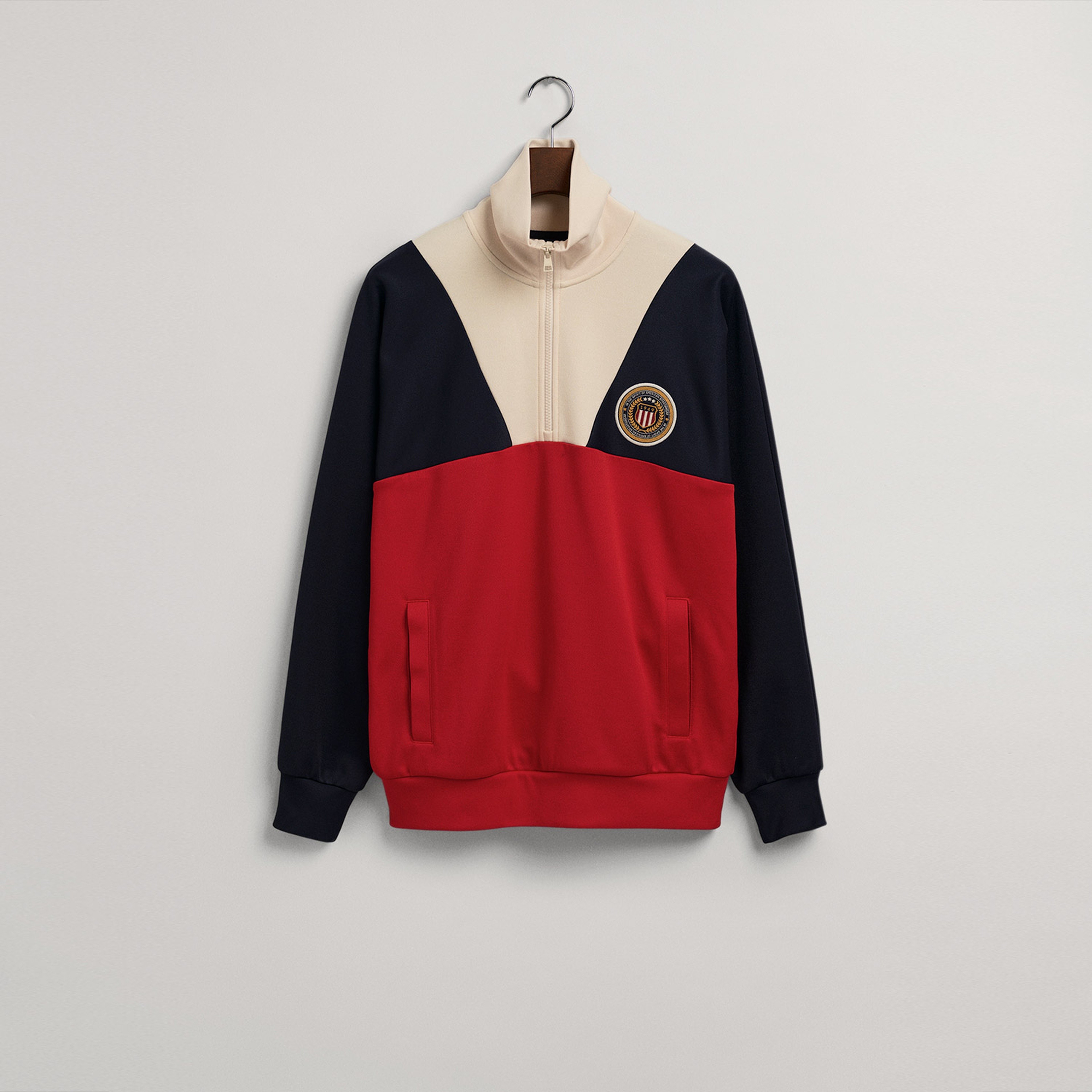 Gant Erkek Kırmızı Relaxed Fit Yarım Fermuarlı Sweatshirt