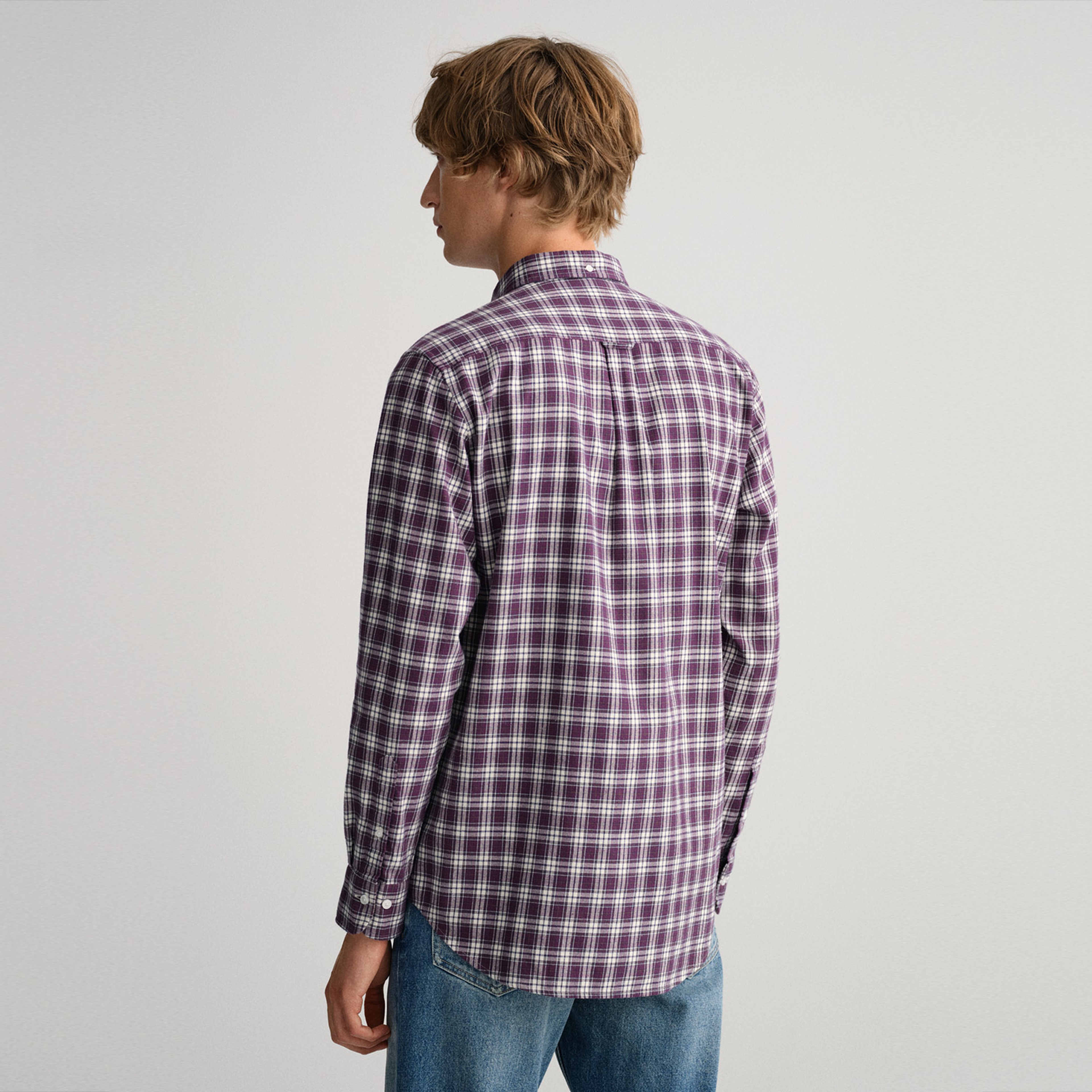 Gant Erkek Kırmızı Regular Fit Düğmeli Yaka Kareli Gömlek