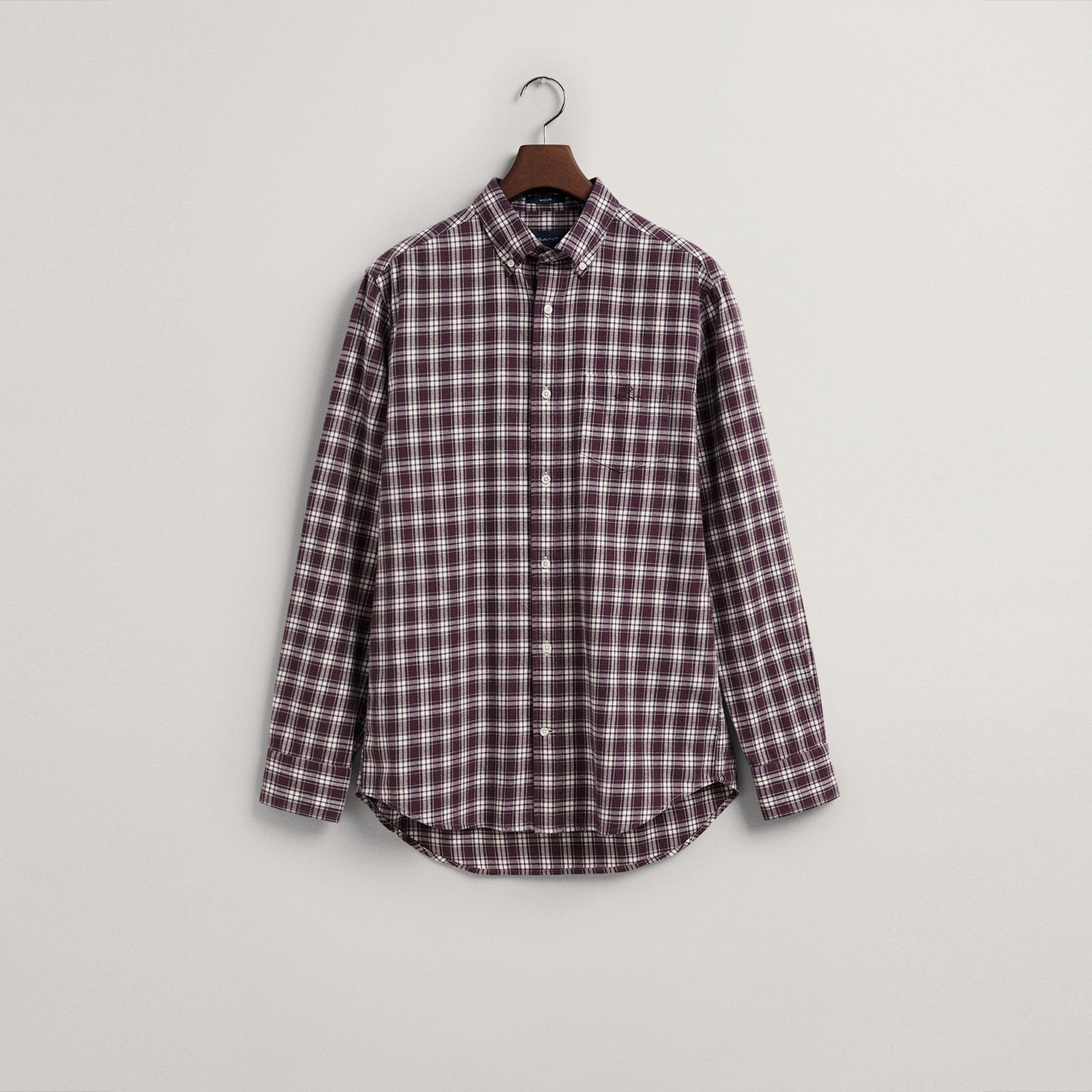 Gant Erkek Kırmızı Regular Fit Düğmeli Yaka Kareli Gömlek