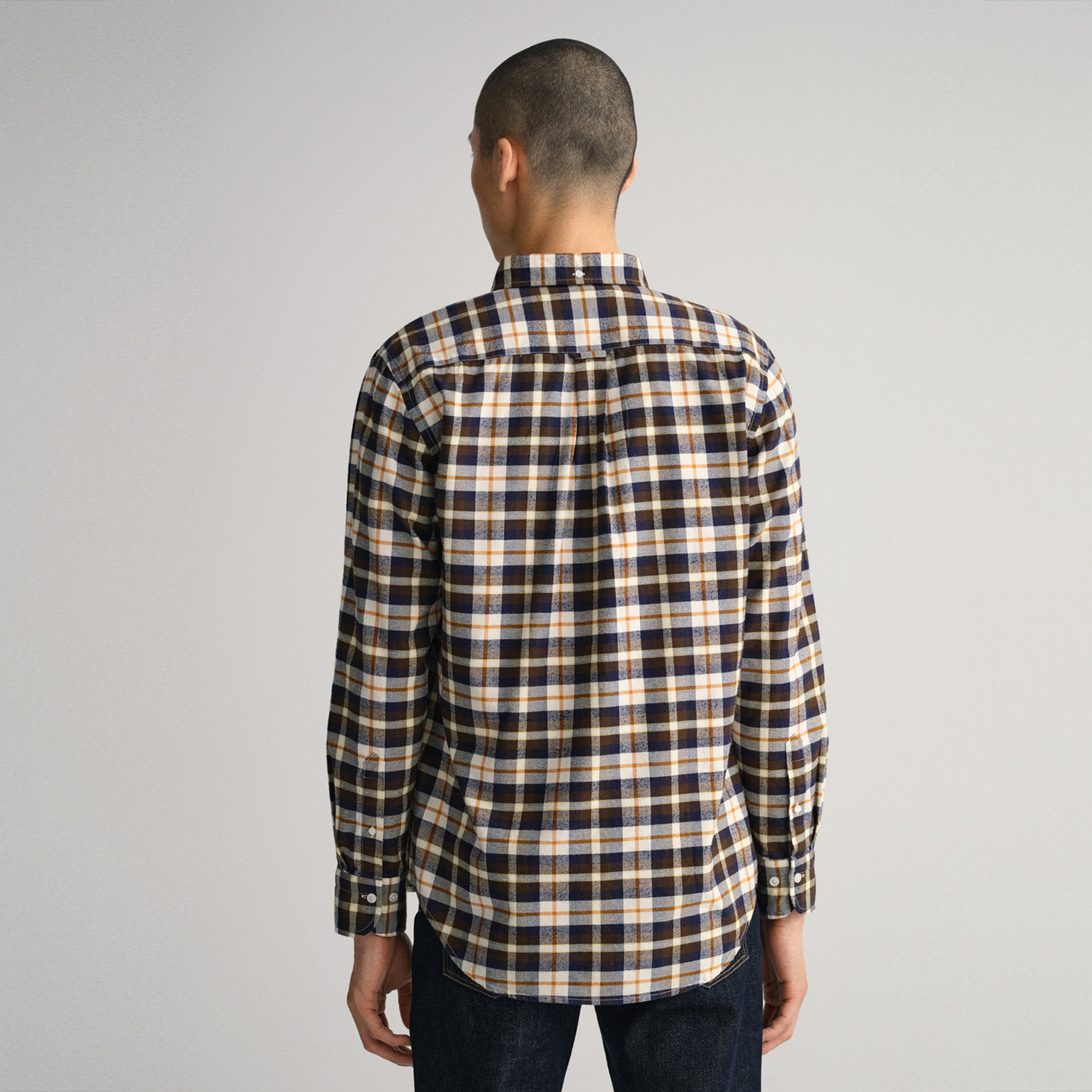 Gant Erkek Krem Regular Fit Kareli Oxford Gömlek