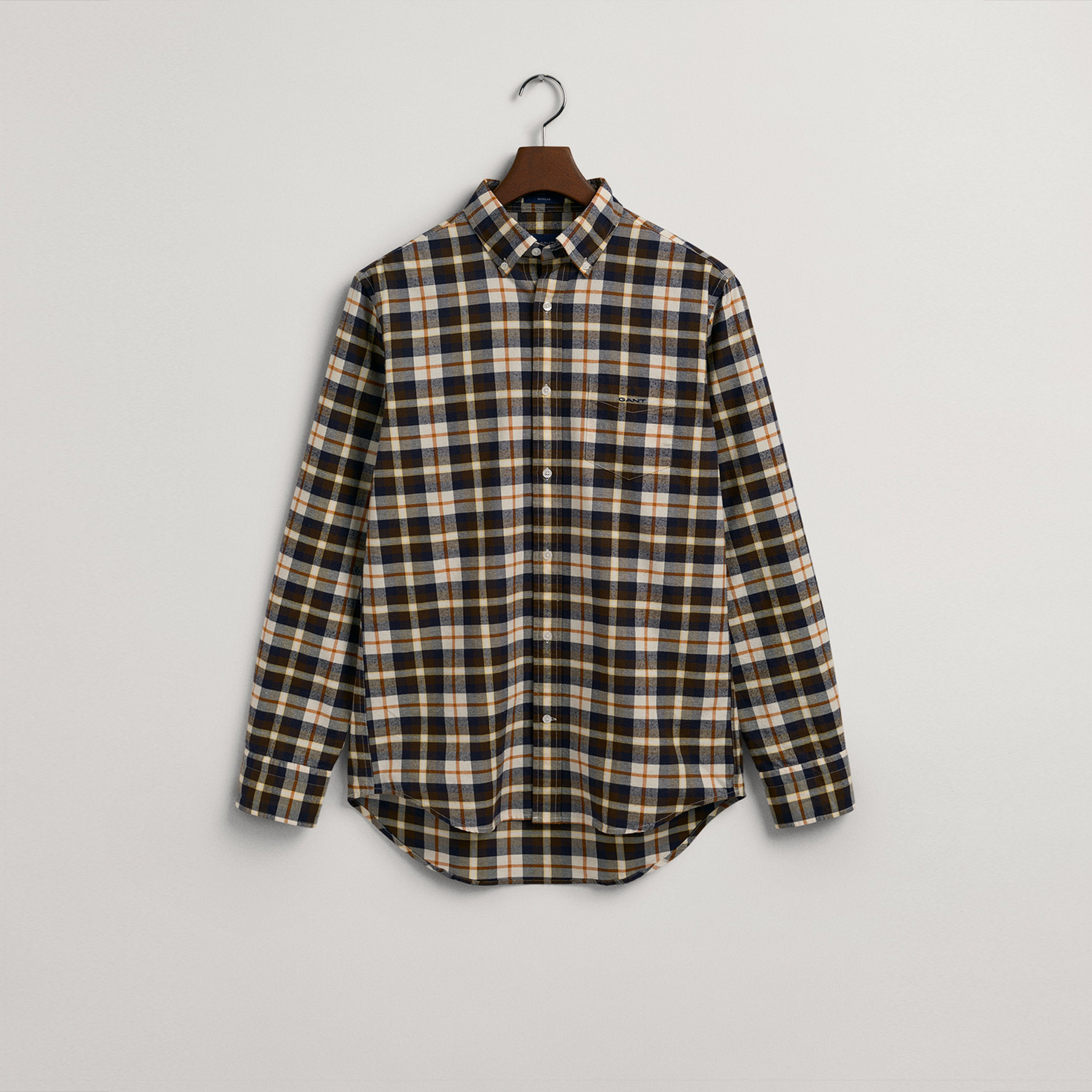 Gant Erkek Krem Regular Fit Kareli Oxford Gömlek