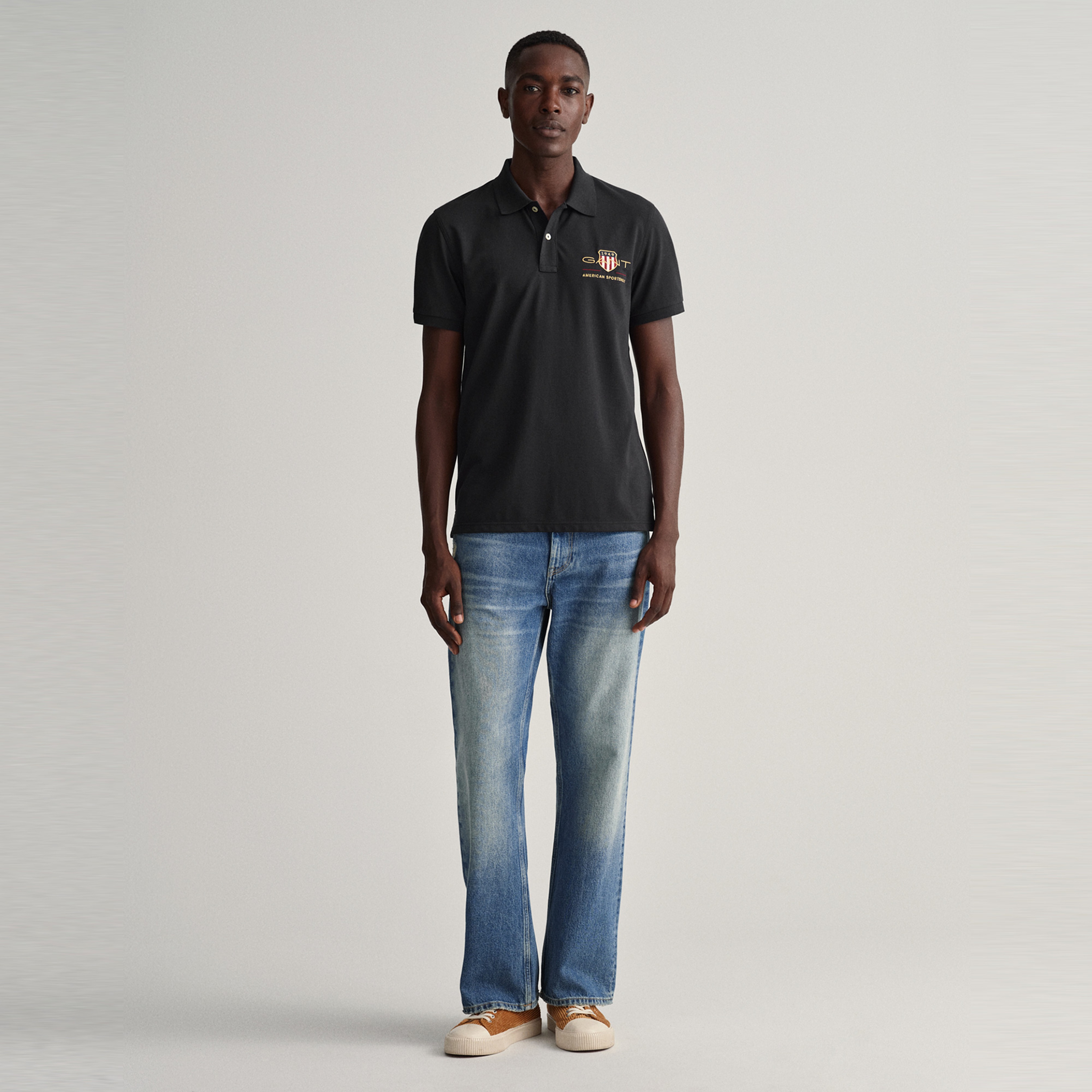 GANT Erkek Siyah Regular Fit Logolu Polo