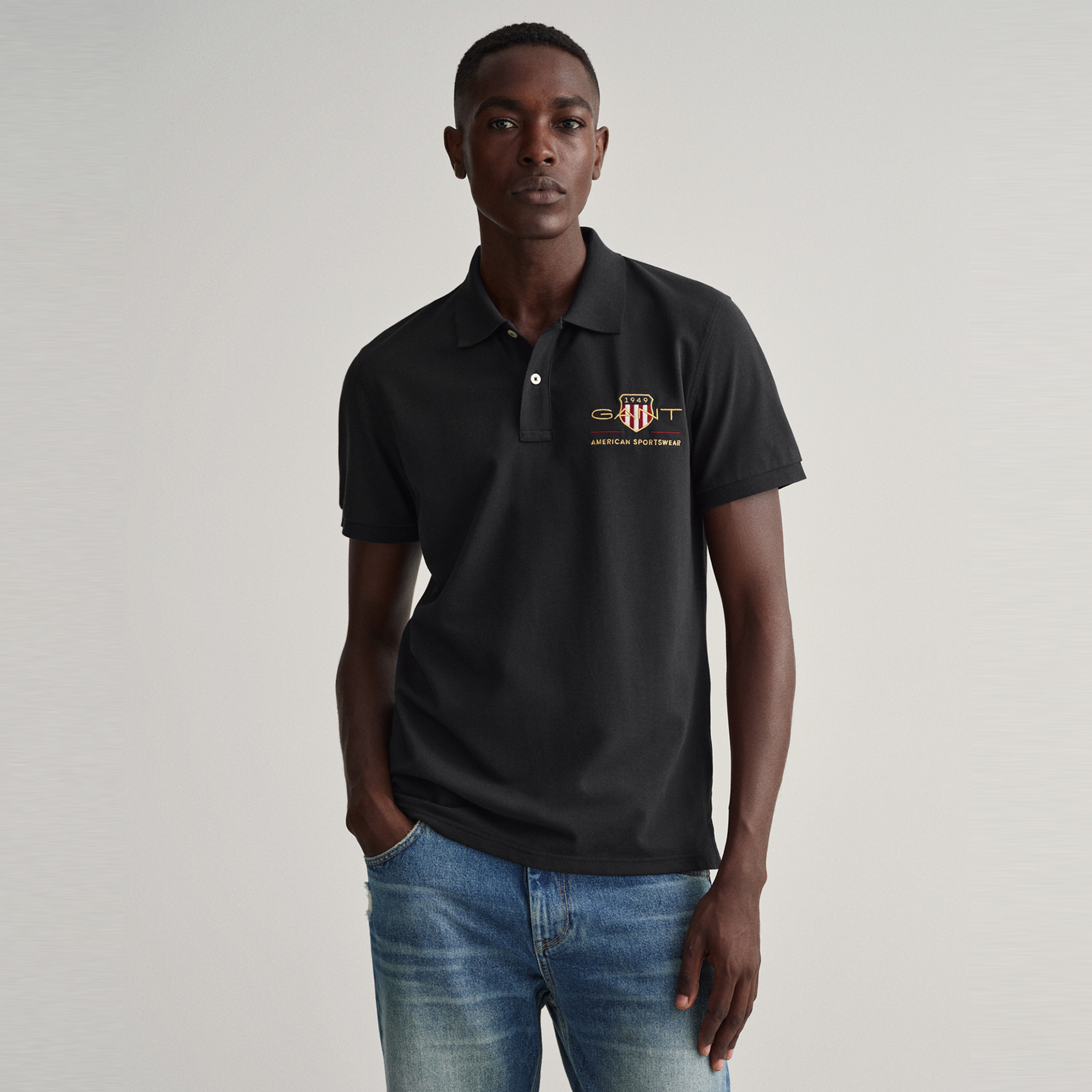 GANT Erkek Siyah Regular Fit Logolu Polo