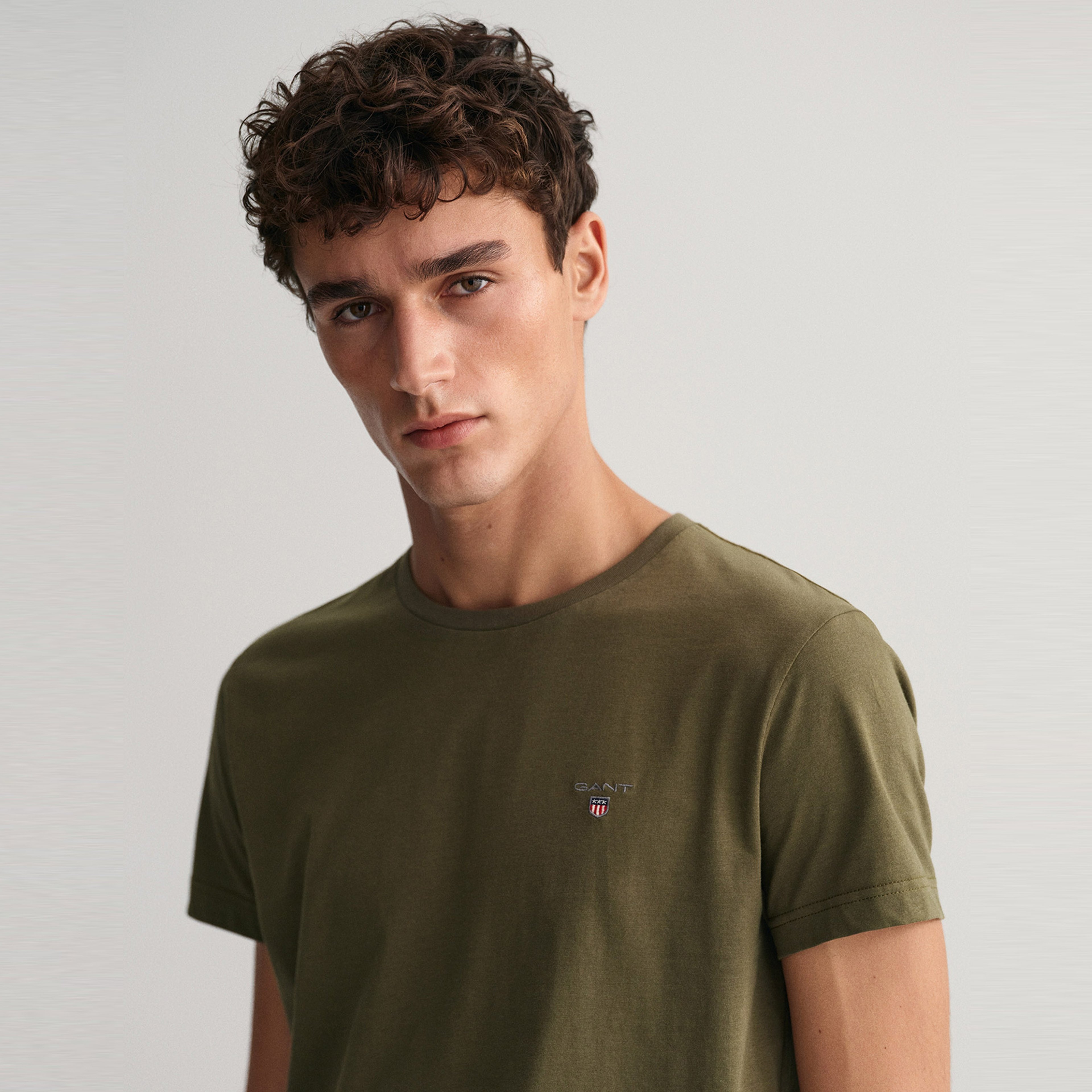 GANT Erkek Yeşil Regular Fit Bisiklet Yaka T-Shirt