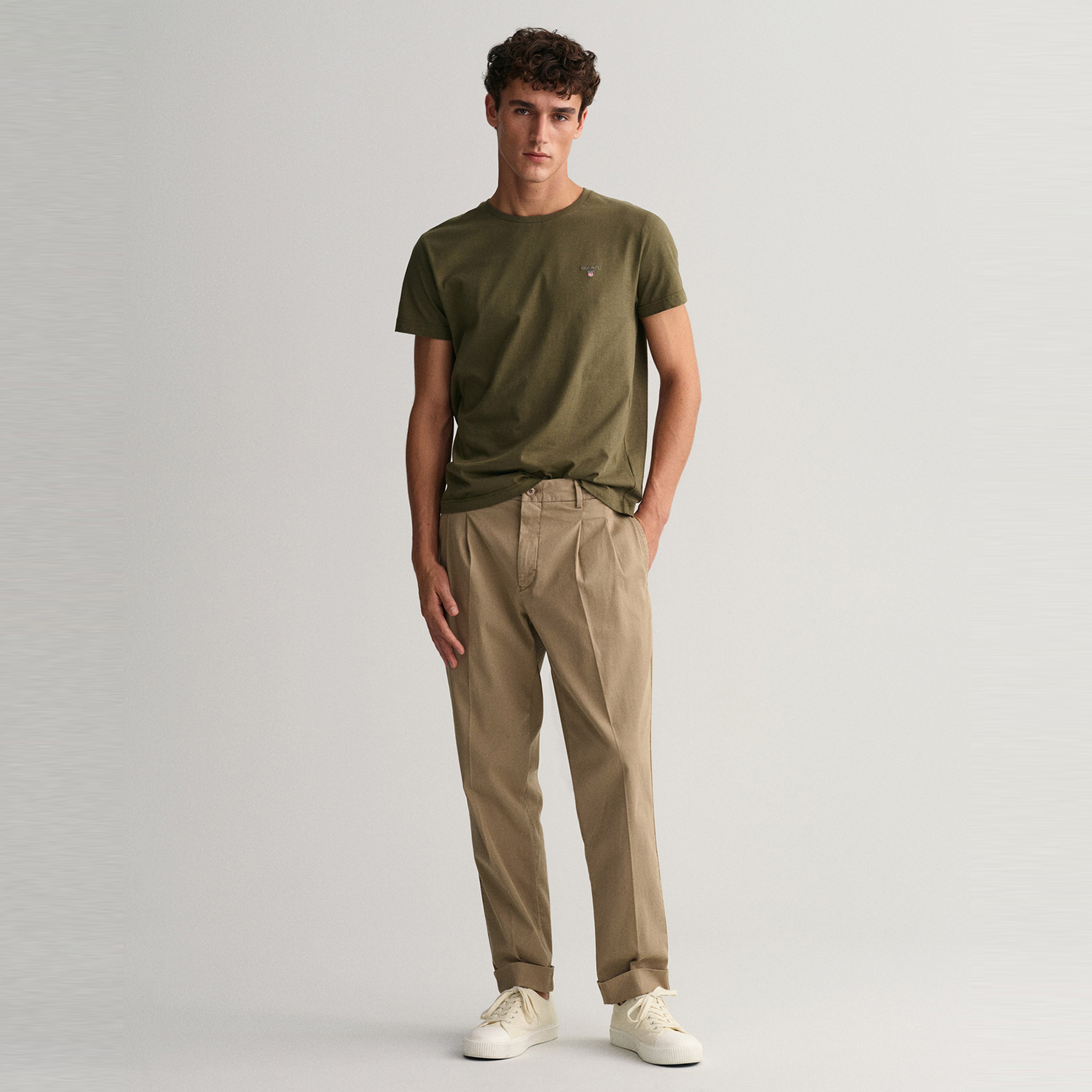 GANT Erkek Yeşil Regular Fit Bisiklet Yaka T-Shirt