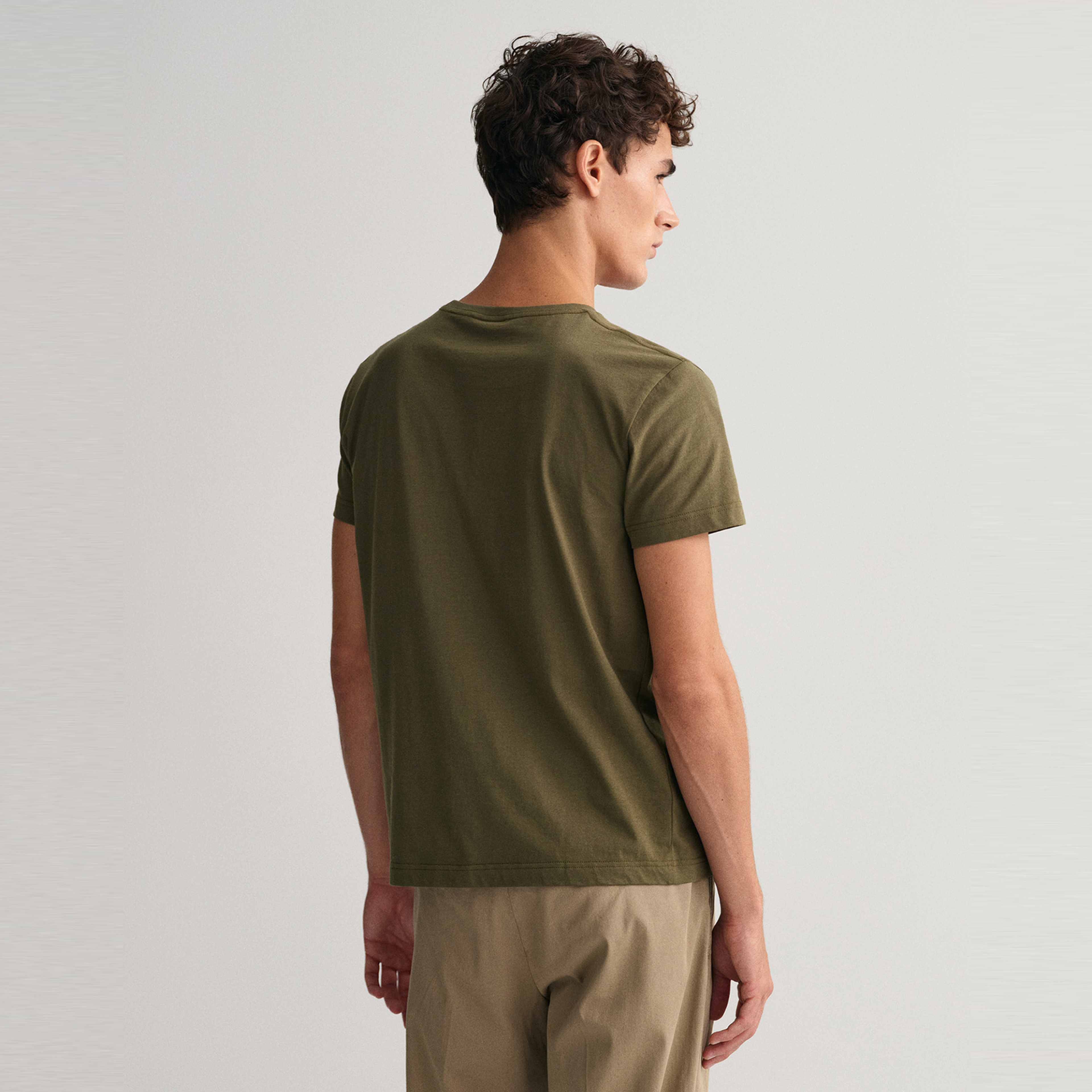 GANT Erkek Yeşil Regular Fit Bisiklet Yaka T-Shirt