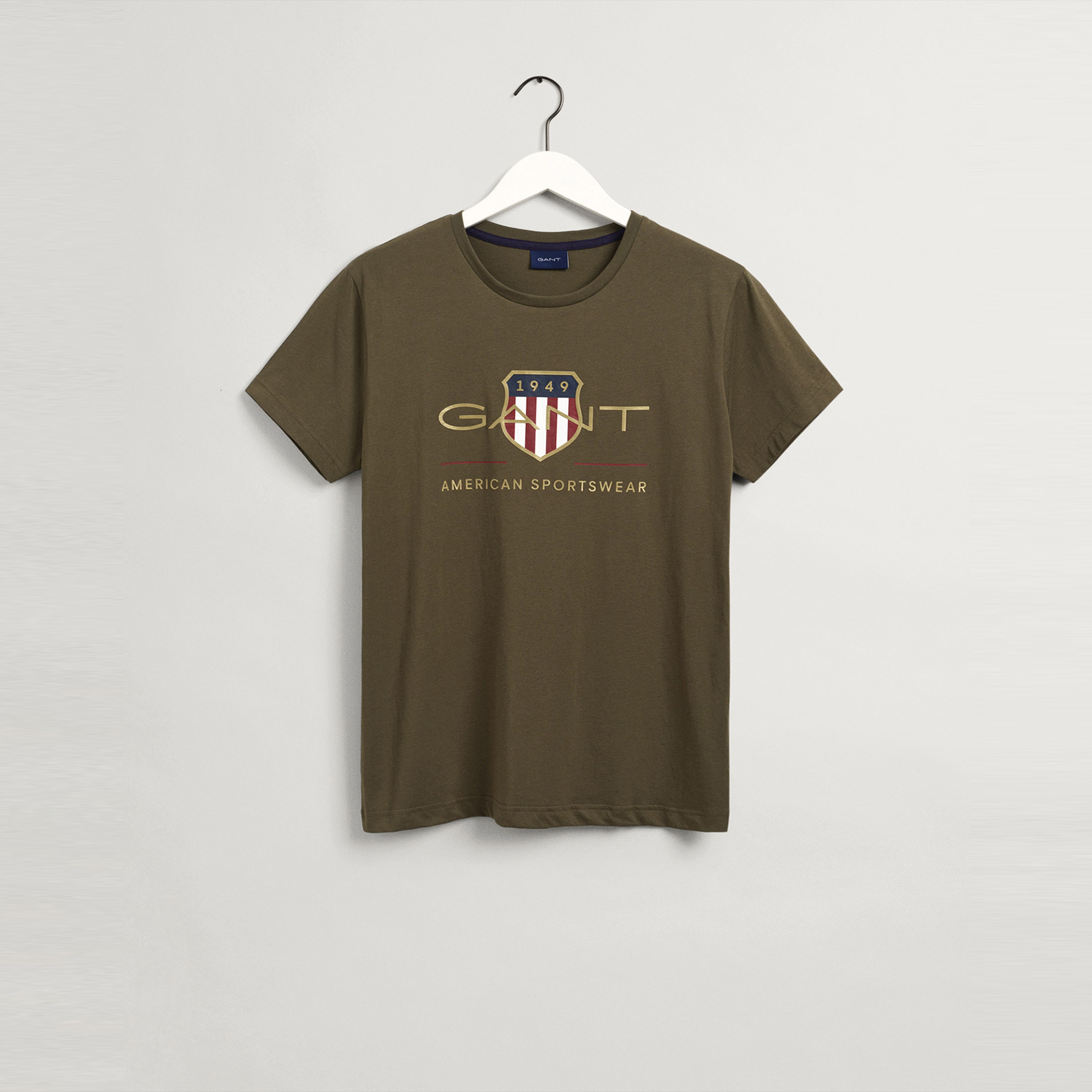 GANT Erkek Yeşil Regular Fit Bisiklet Yaka Logolu T-shirt
