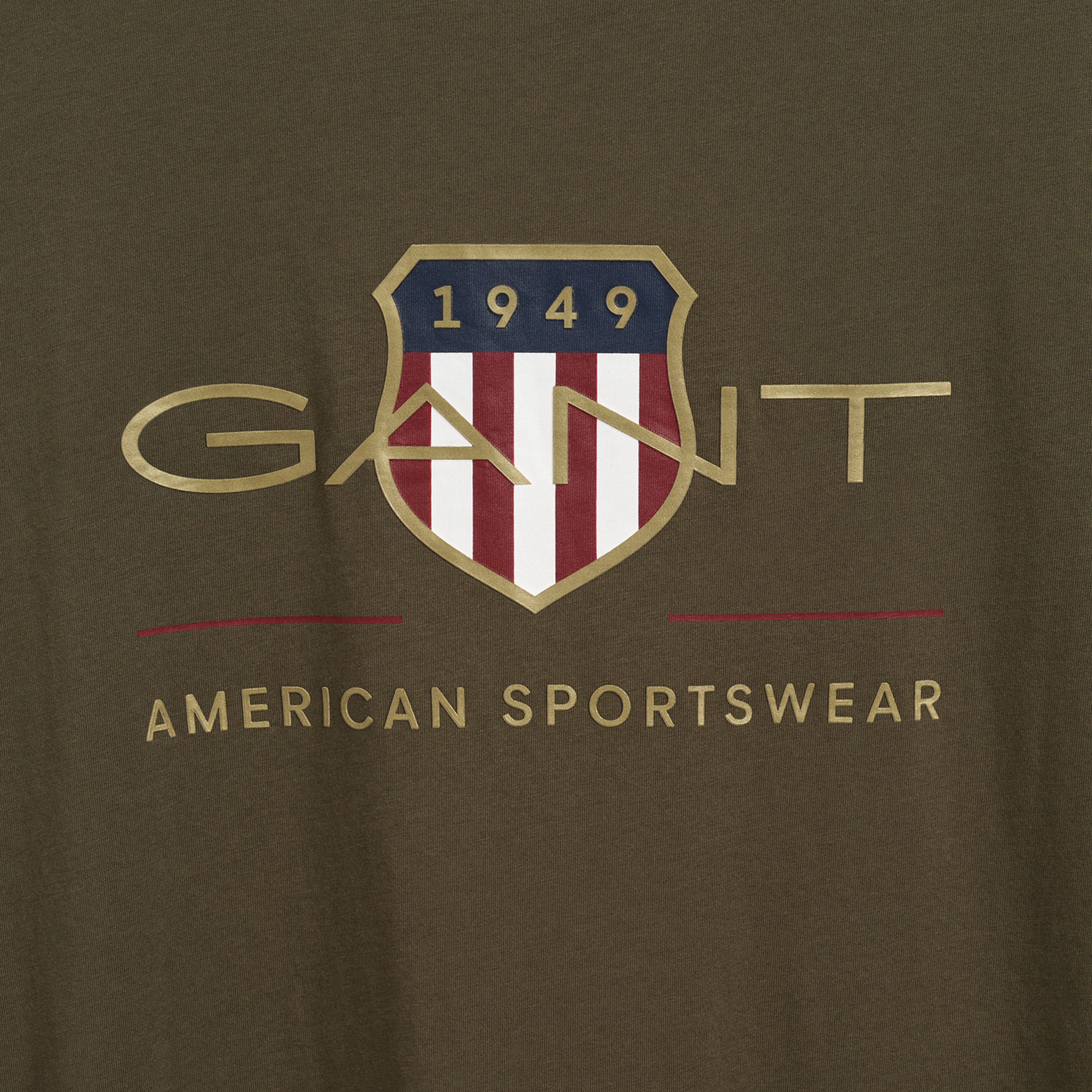 GANT Erkek Yeşil Regular Fit Bisiklet Yaka Logolu T-shirt