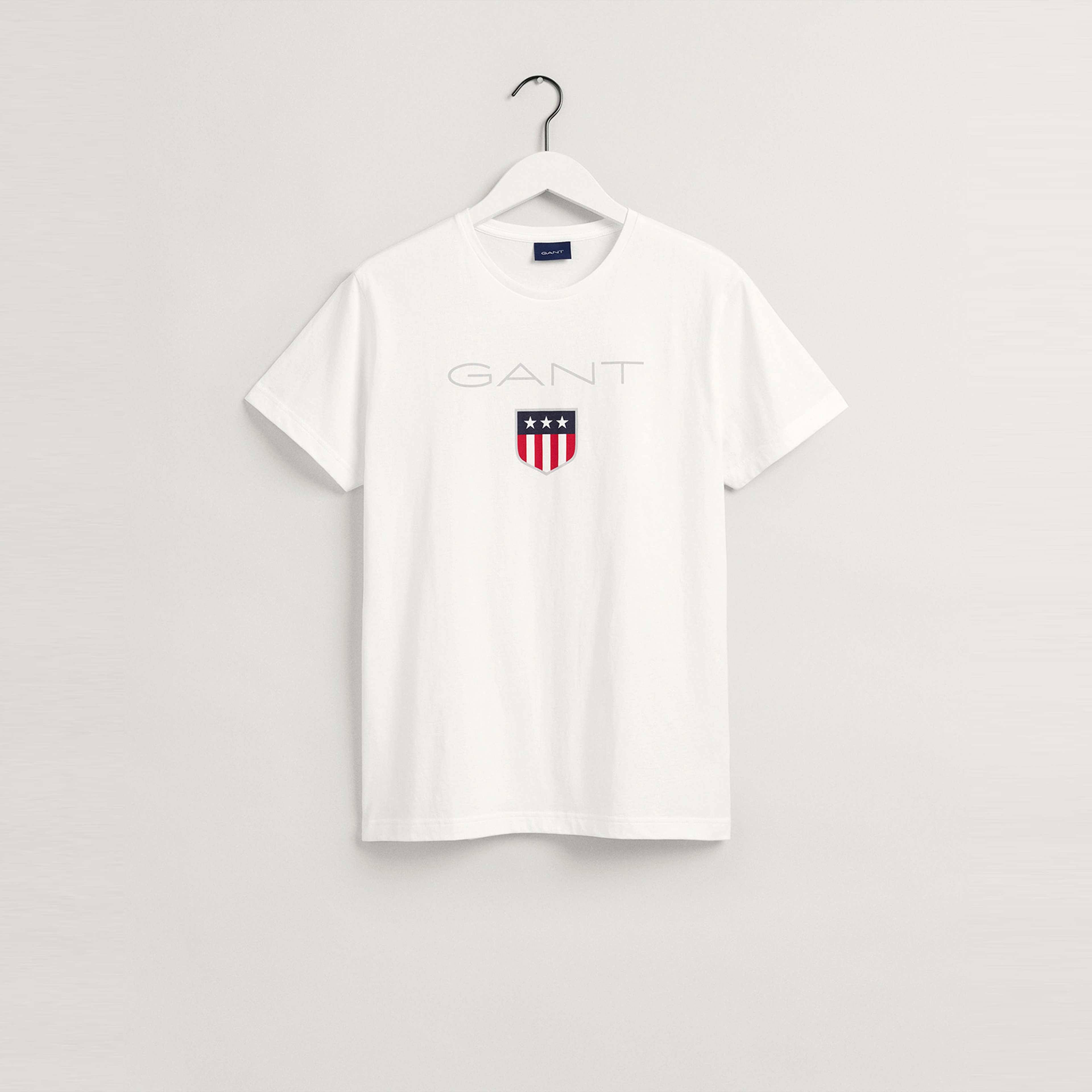 GANT Erkek Beyaz Regular Fit Bisiklet Yaka Logolu T-shirt