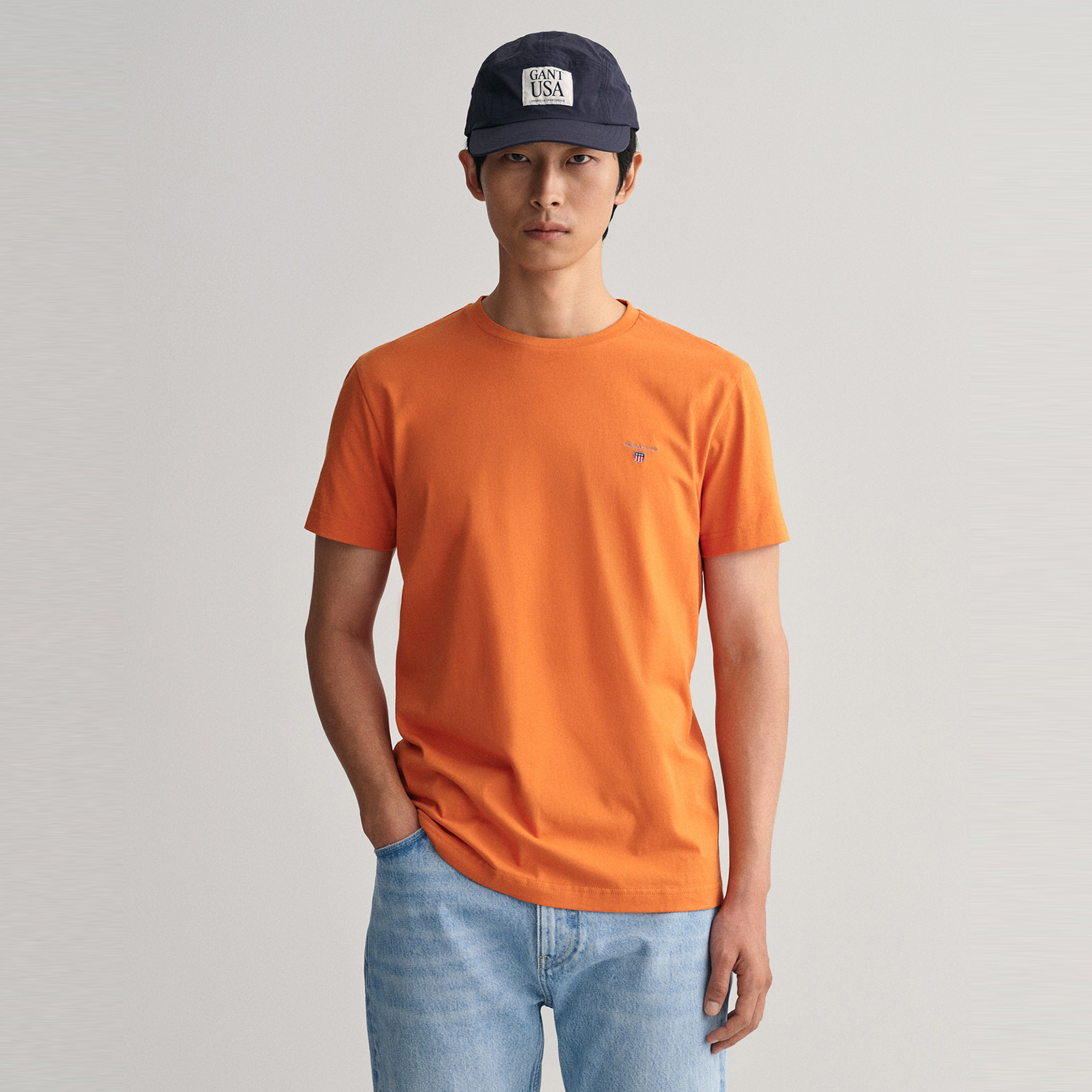 GANT Erkek Turuncu Regular Fit Bisiklet Yaka T-Shirt